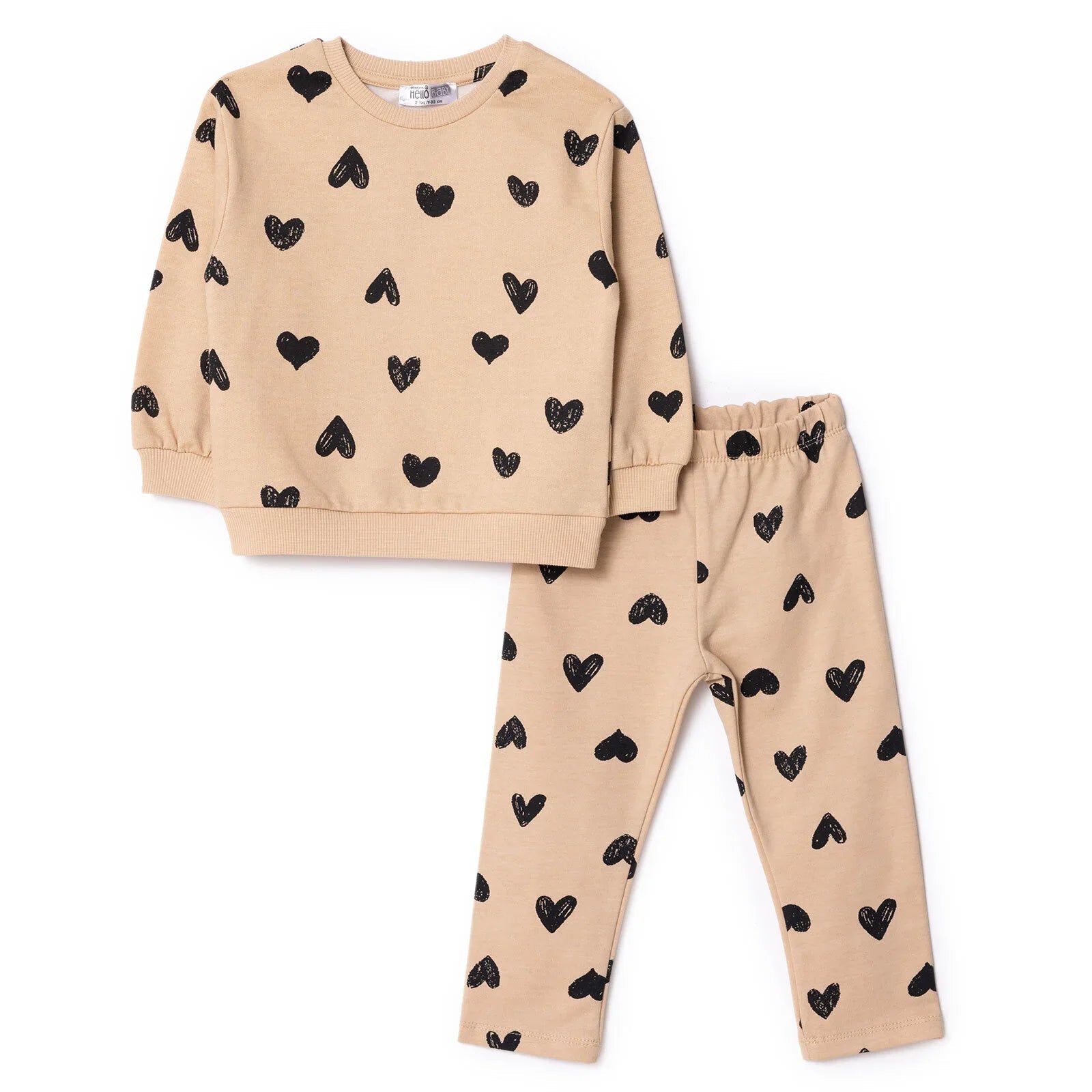 HelloBaby Sweatshirt Leggings - Beige - mezetto ebebek ebebek