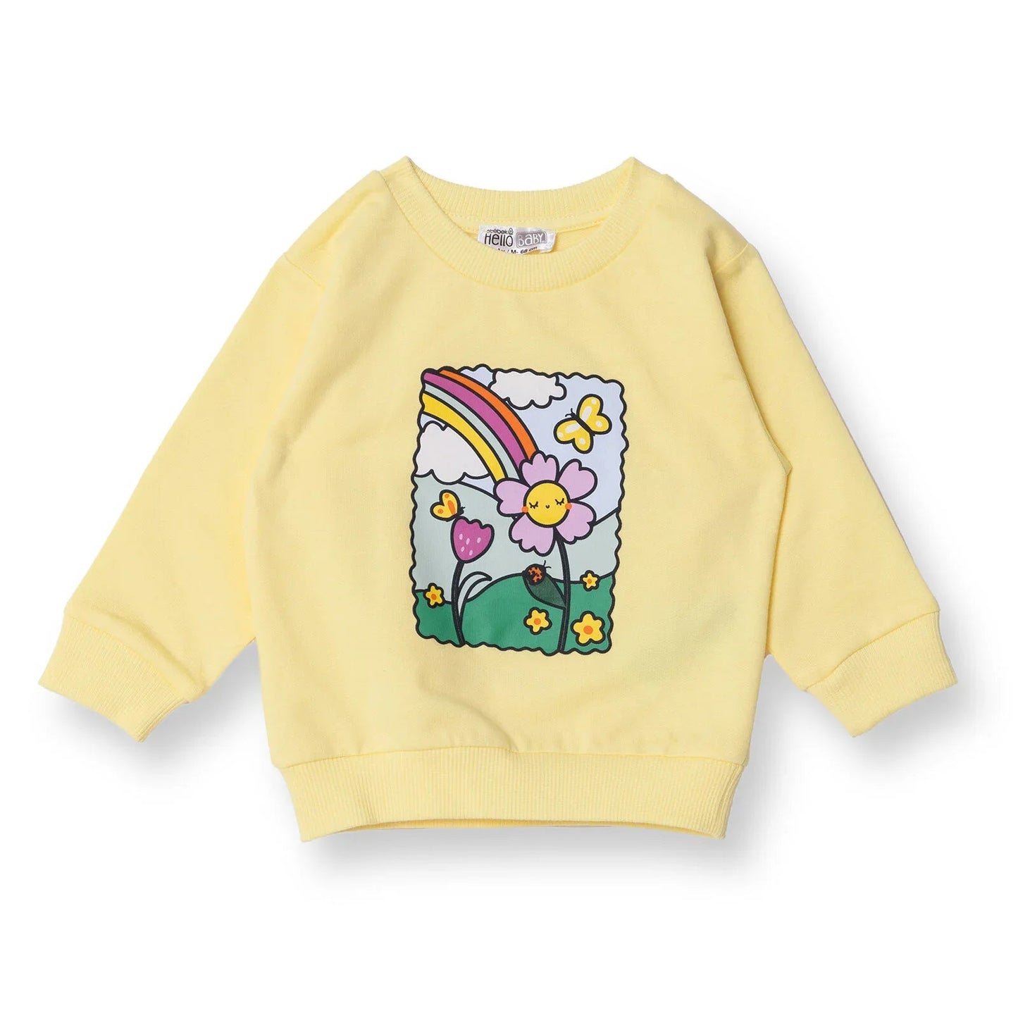 HelloBaby Sweatshirt - Yellow - mezetto ebebek ebebek