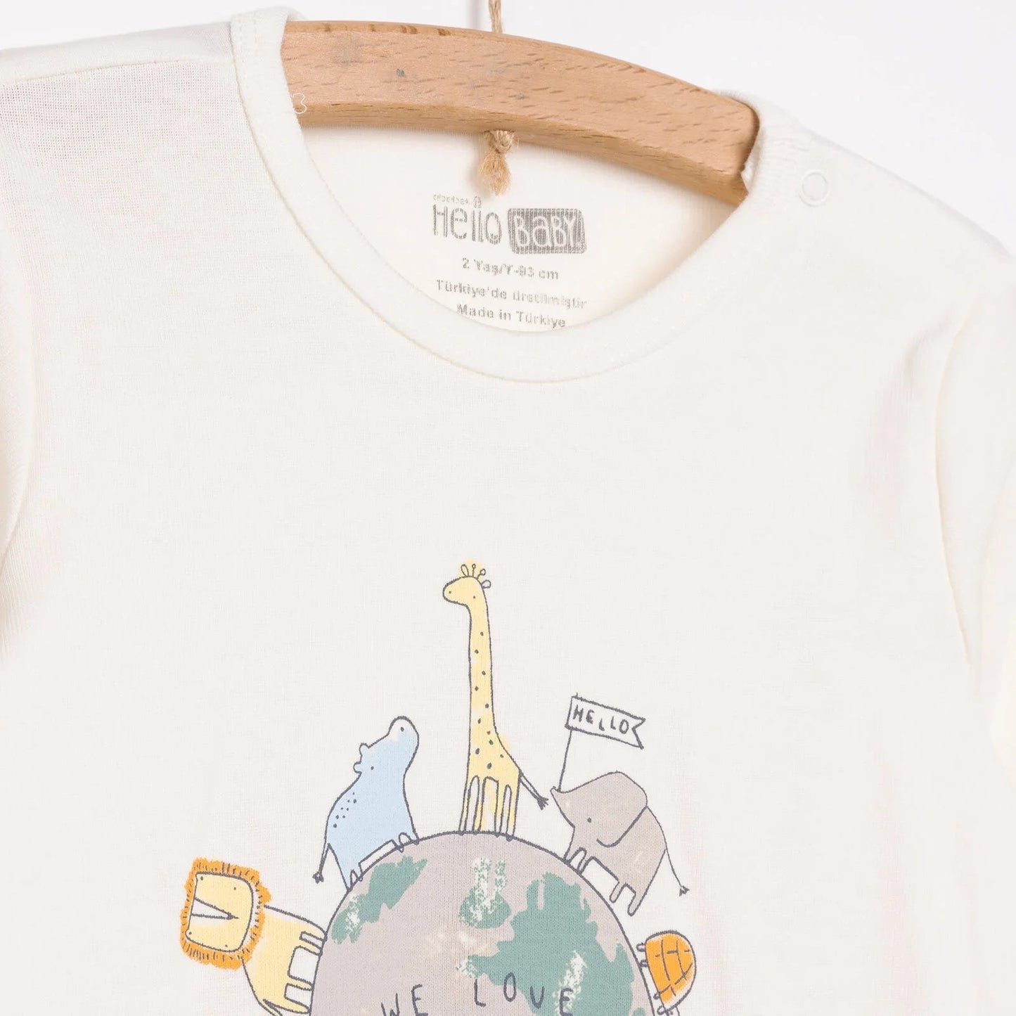 HelloBaby Unisex 2 - Pack Long Sleeve Body - Ecru - mezetto ebebek ebebek
