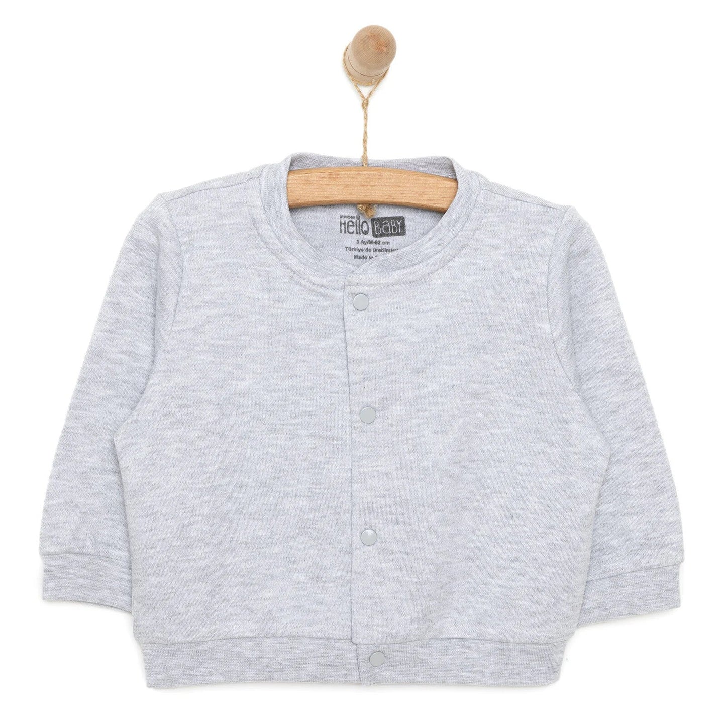HelloBaby Unisex Baby Cardigan - Grey Melange - mezetto ebebek ebebek