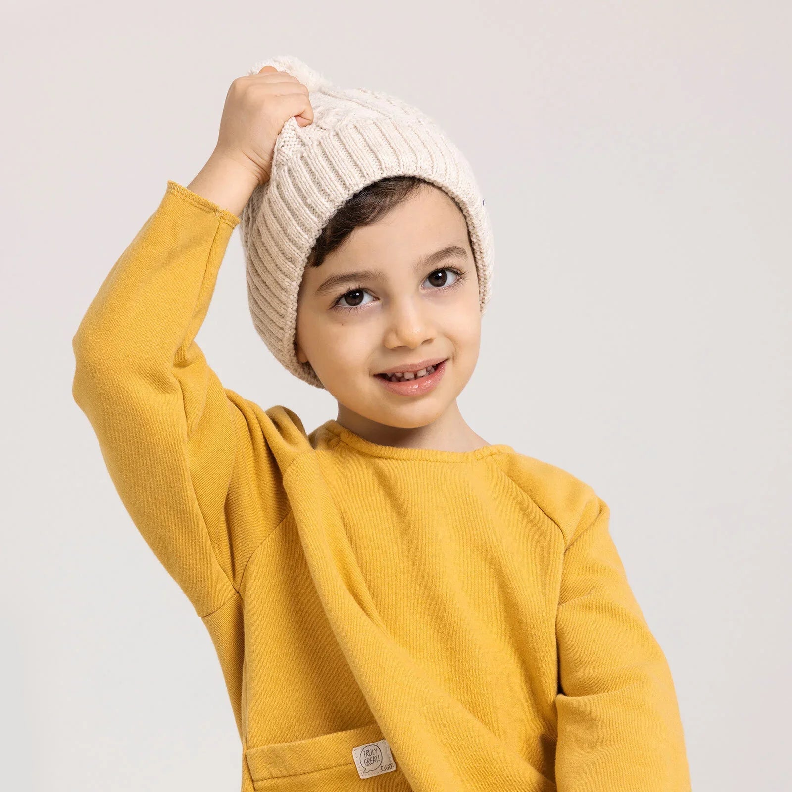 HelloBaby Unisex Beanie - Ecru - mezetto ebebek ebebek