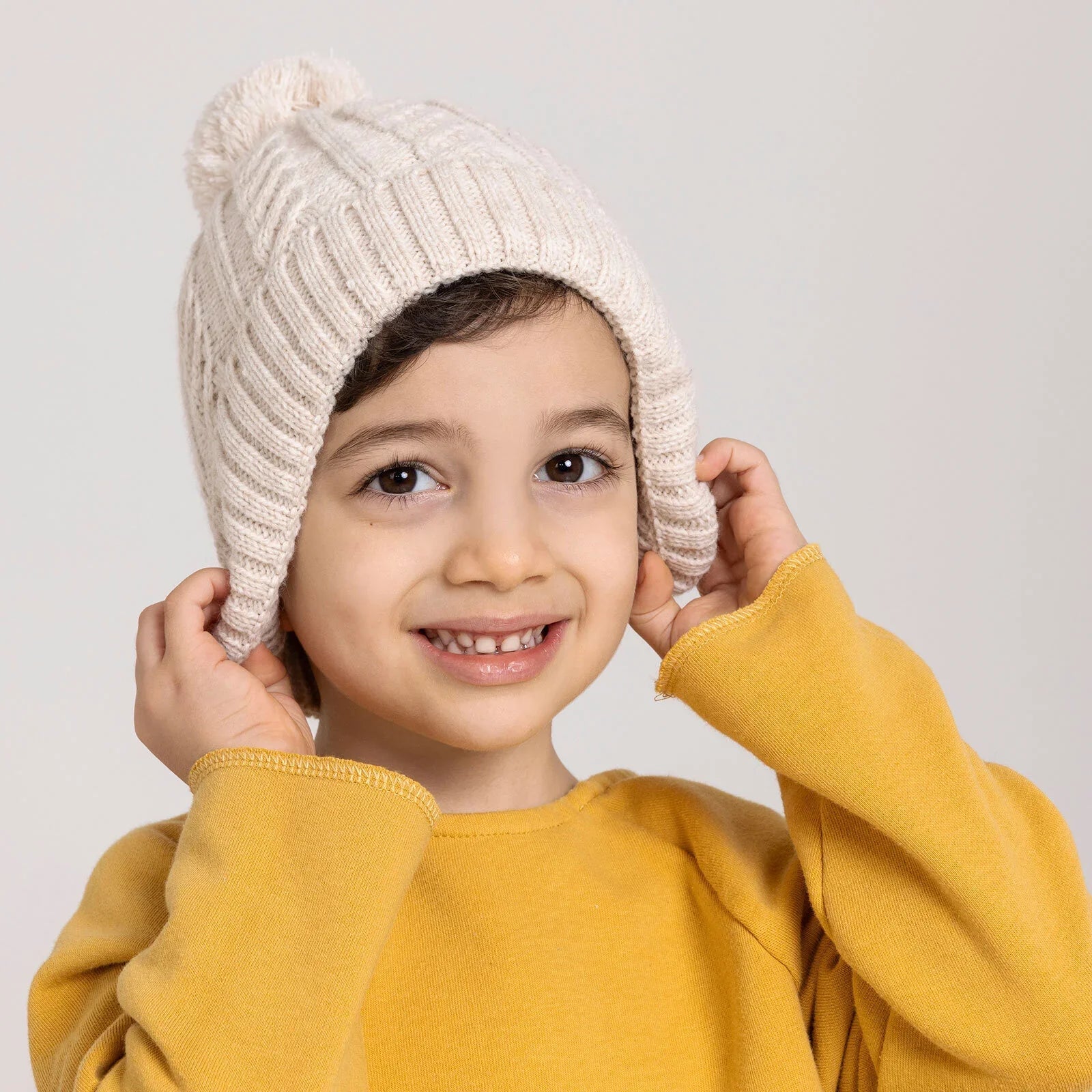 HelloBaby Unisex Beanie - Ecru - mezetto ebebek ebebek