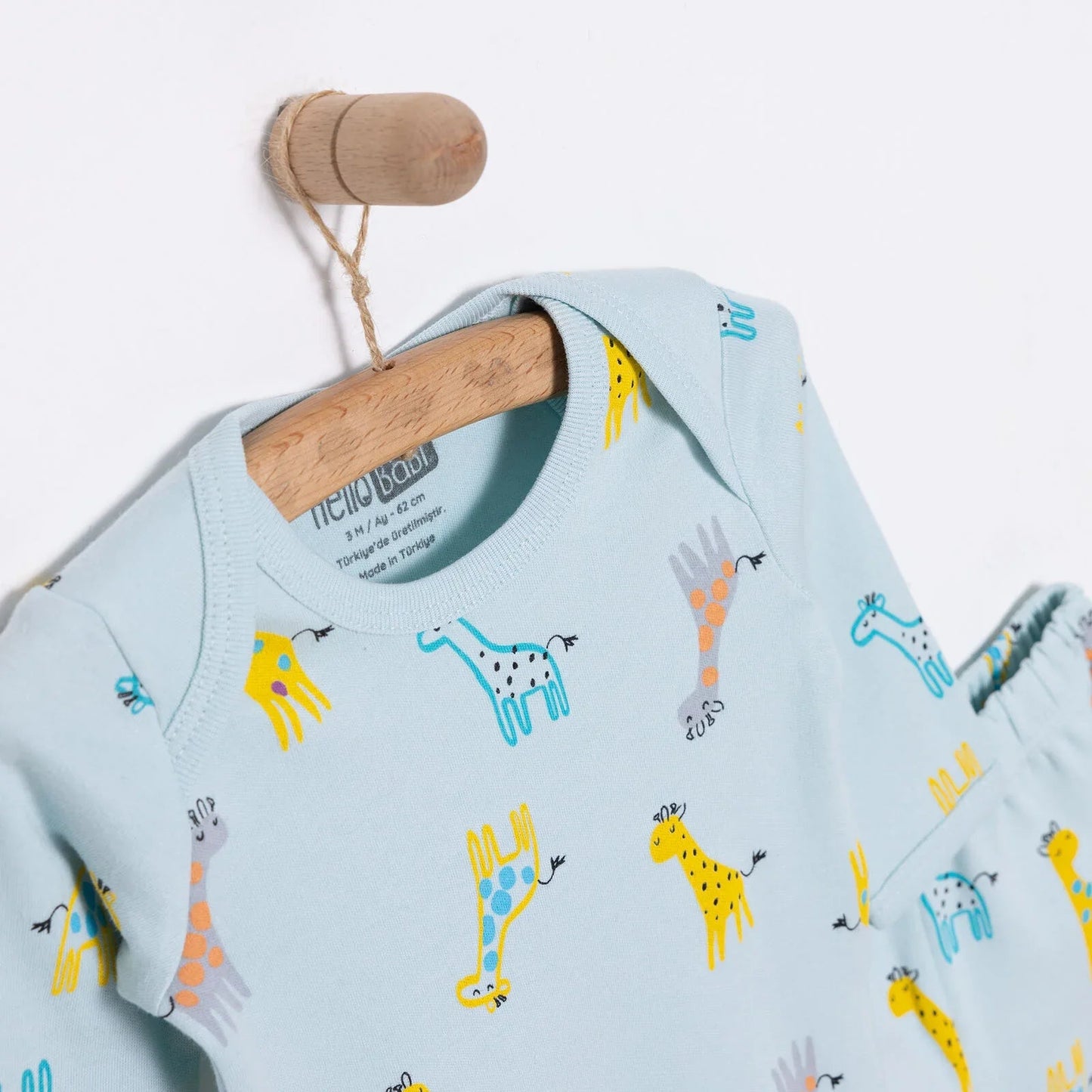 HelloBaby Unisex Body - Footless Bottom - Light Blue - mezetto ebebek ebebek