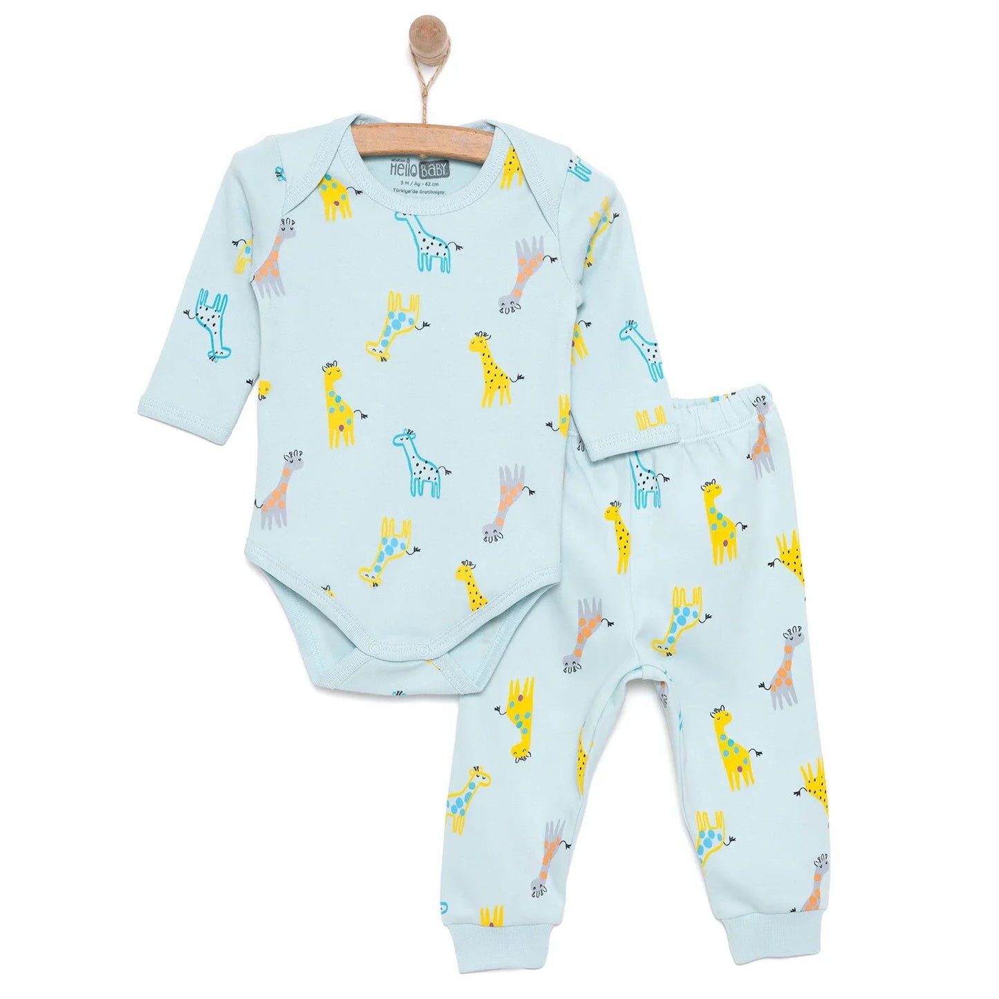 HelloBaby Unisex Body - Footless Bottom - Light Blue - mezetto ebebek ebebek