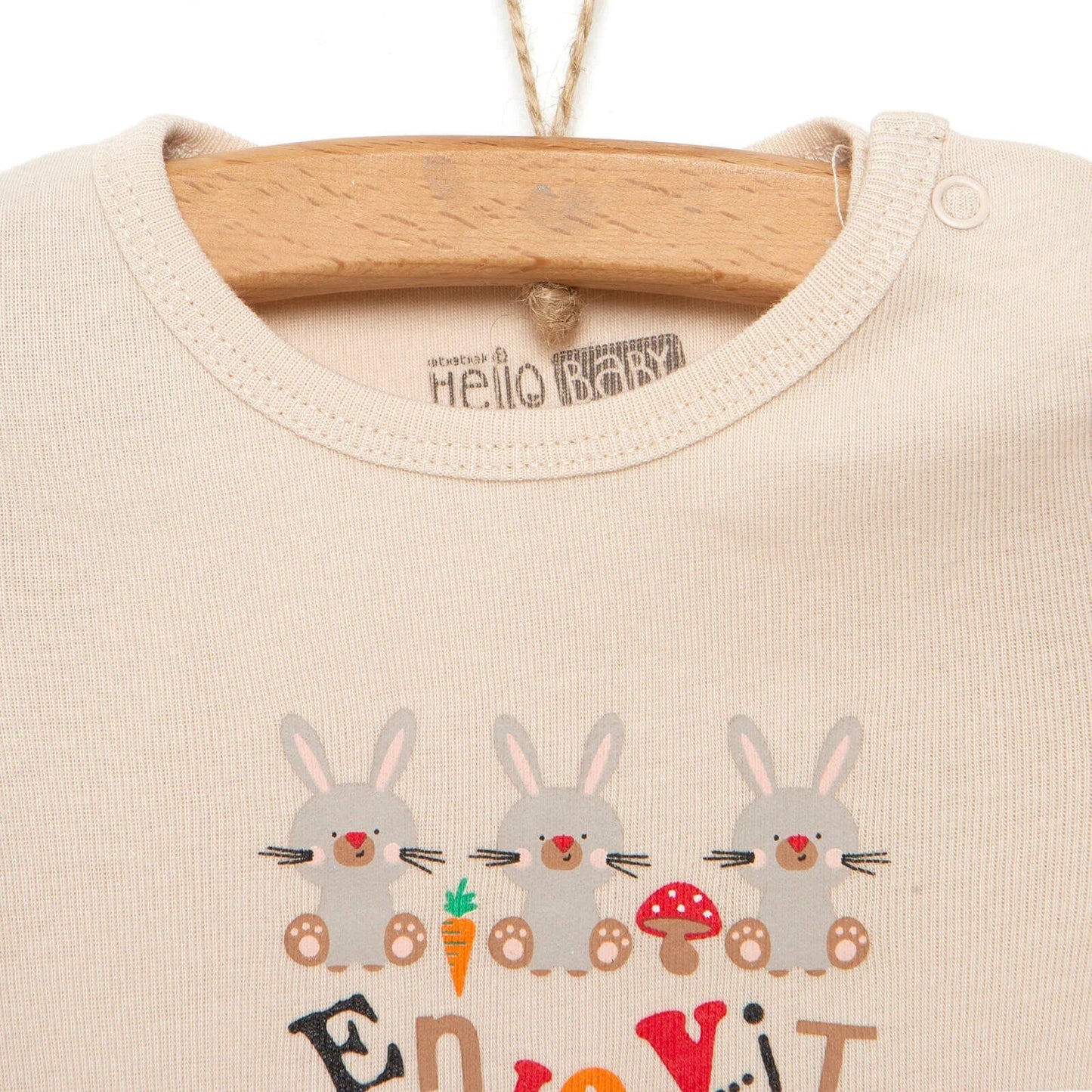 HelloBaby Unisex Long Sleeve Bodysuit - Beige - mezetto ebebek ebebek