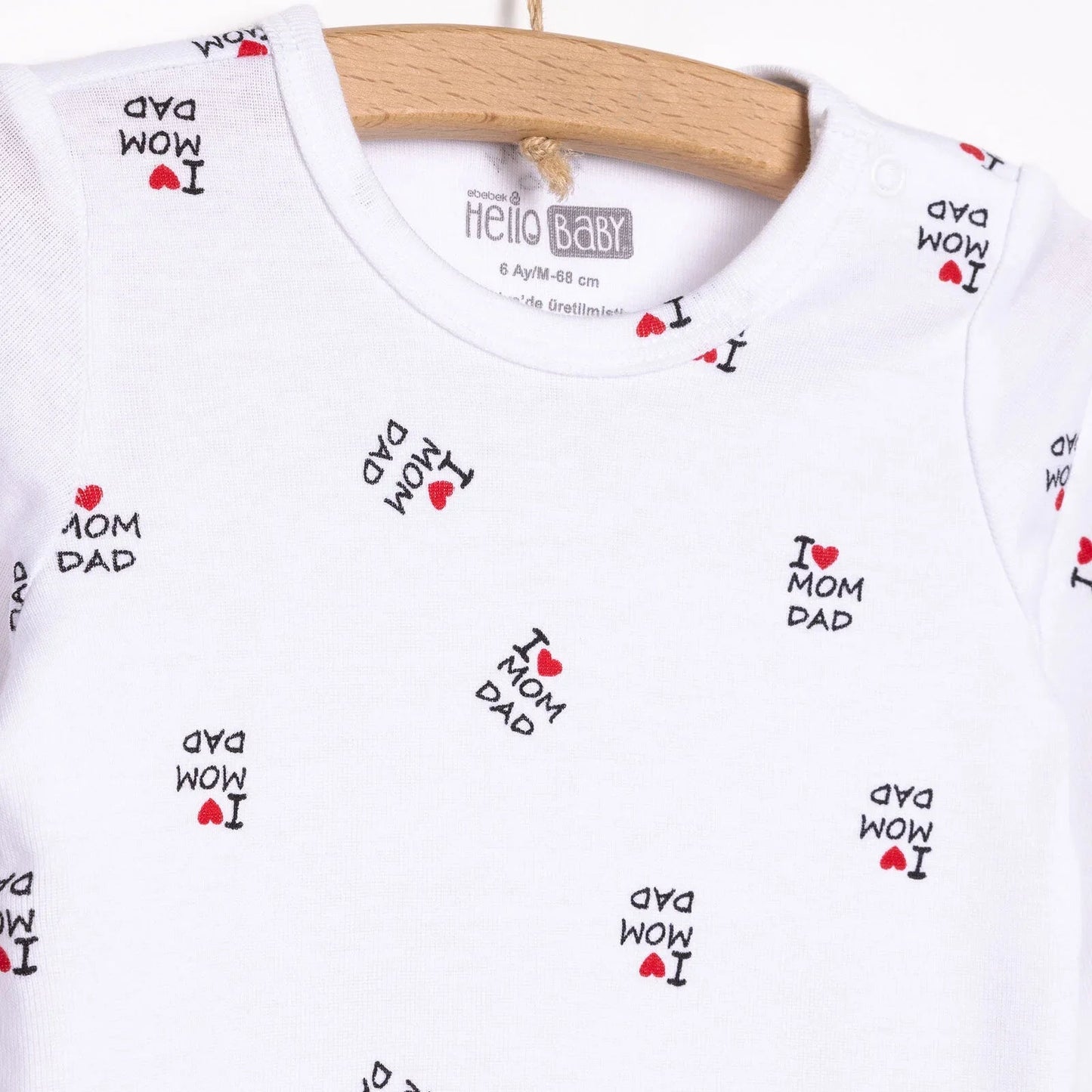 HelloBaby Unisex Long Sleeve Bodysuit - White - mezetto ebebek ebebek