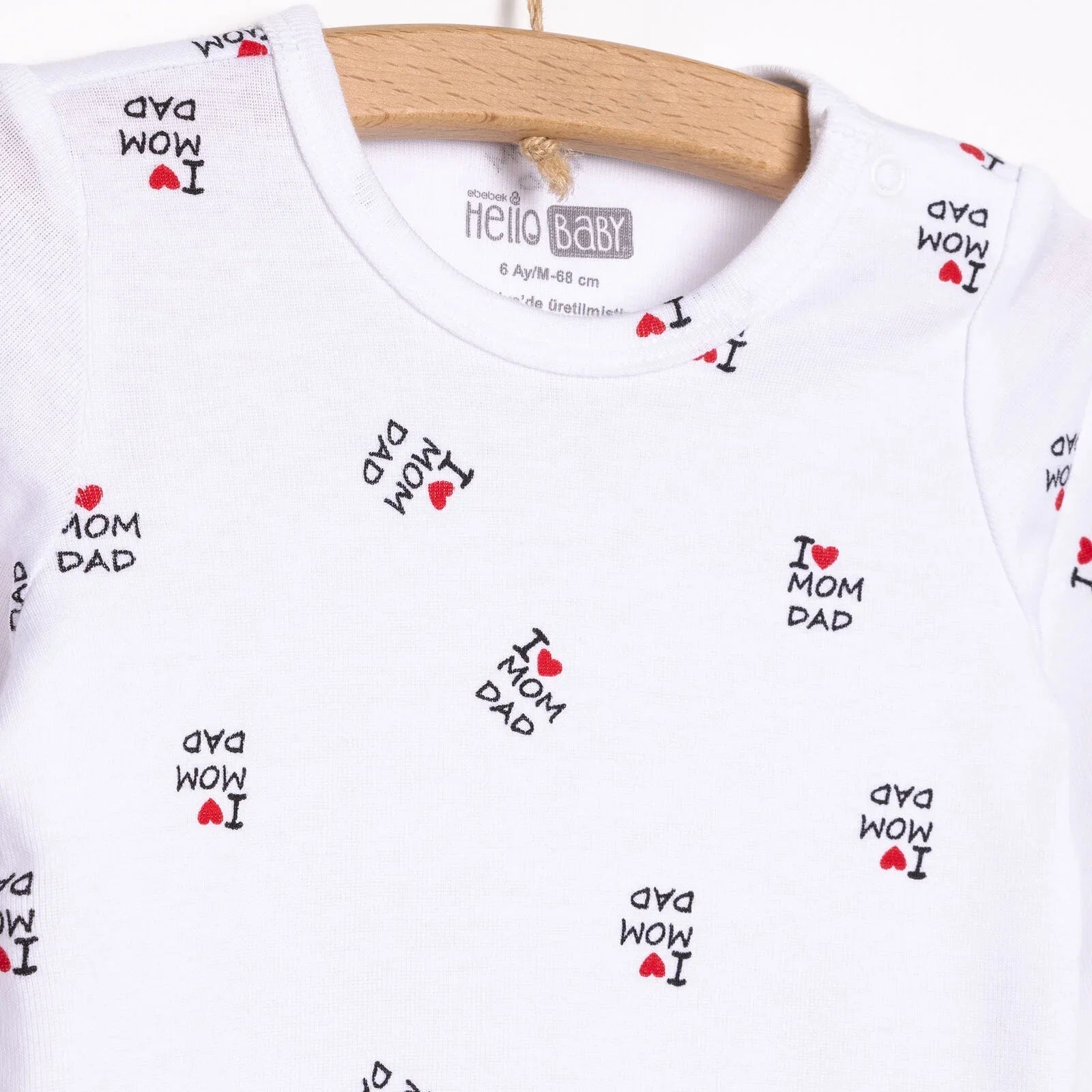 HelloBaby Unisex Long Sleeve Bodysuit - White - mezetto ebebek ebebek