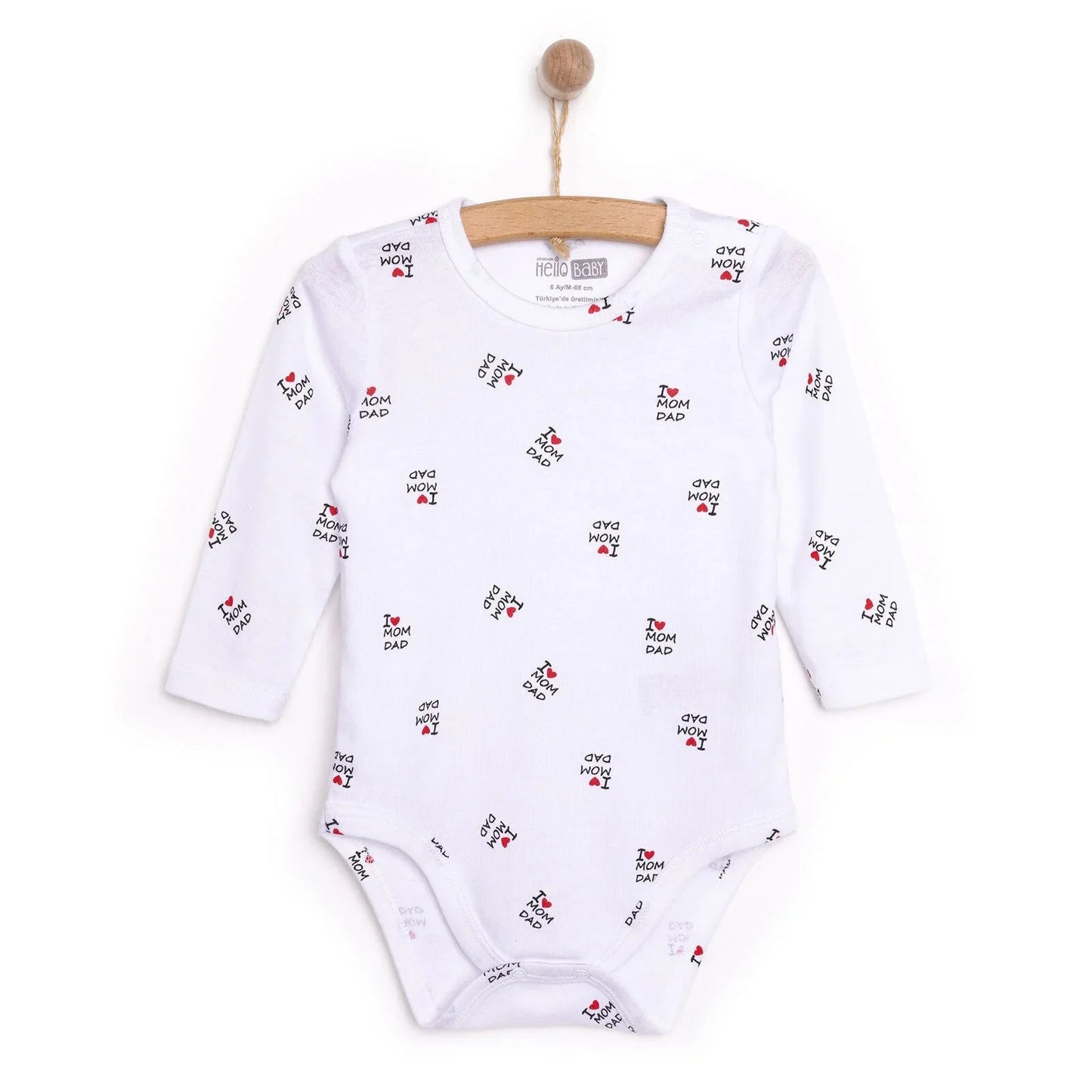 HelloBaby Unisex Long Sleeve Bodysuit - White - mezetto ebebek ebebek