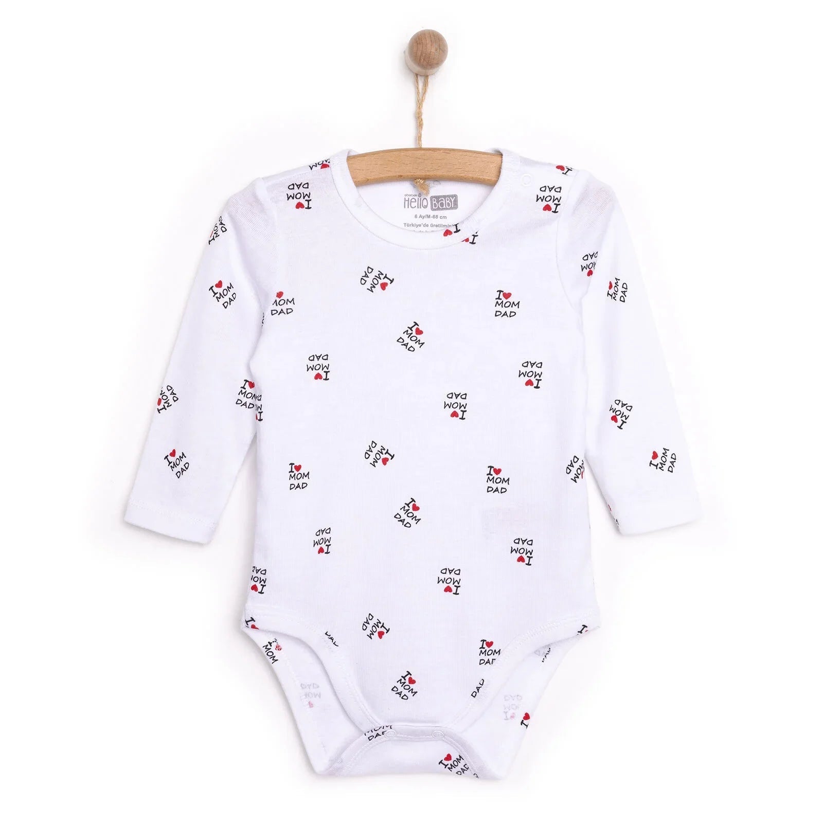 HelloBaby Unisex Long Sleeve Bodysuit - White - mezetto ebebek ebebek