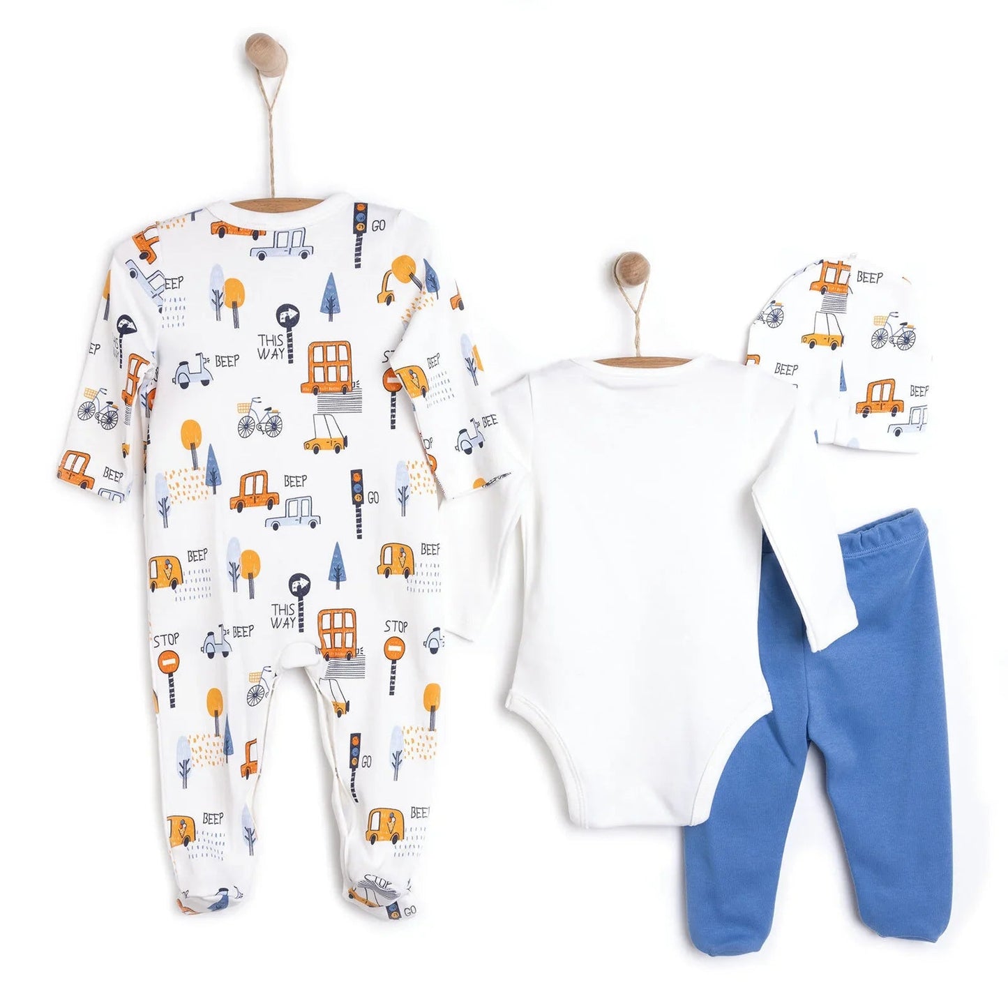 HelloBaby Unisex Newborn Starter Set 4 pcs - Dark Blue - mezetto ebebek ebebek