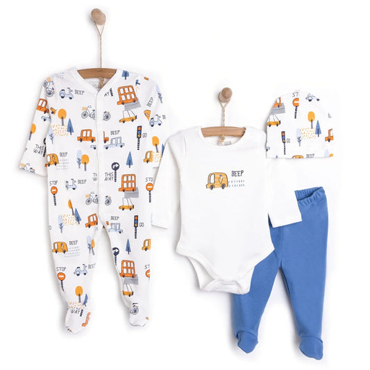 HelloBaby Unisex Newborn Starter Set 4 pcs - Dark Blue - mezetto ebebek ebebek