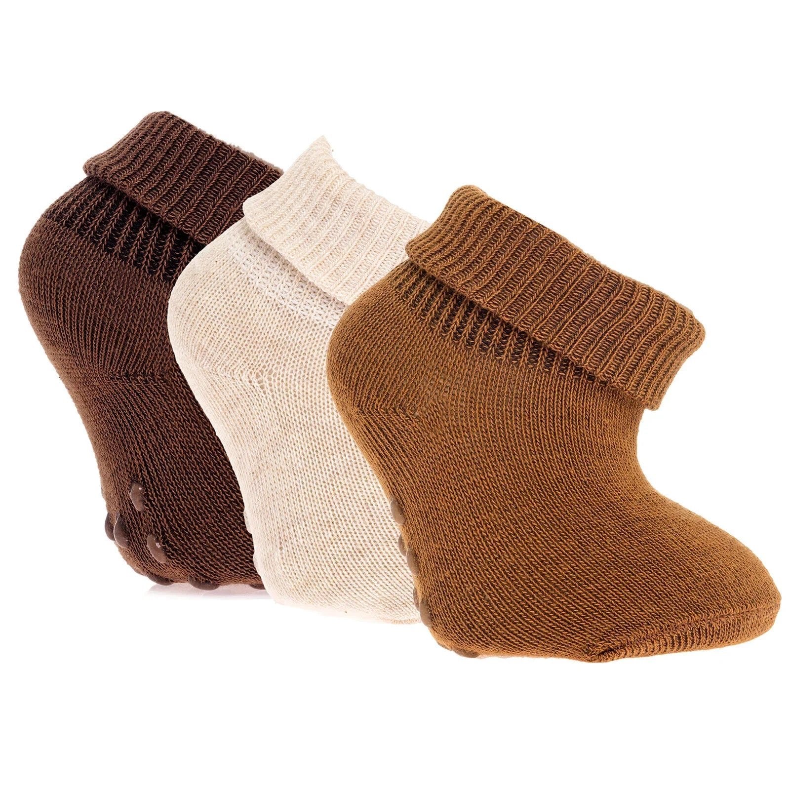 HelloBaby Unisex Pack of 3 Socks - Beige - mezetto ebebek ebebek