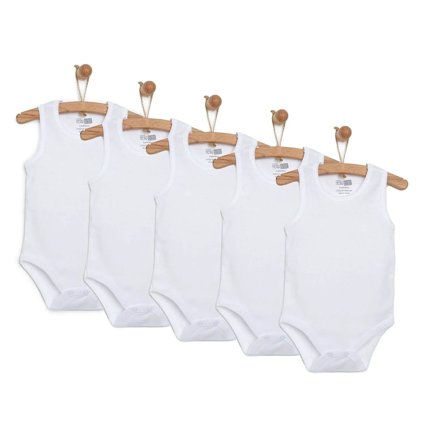 HelloBaby Unisex Sleeveless Bodysuit 5 pcs - mezetto ebebek ebebek