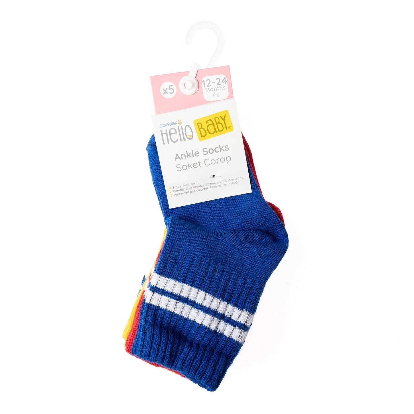 HelloBaby Unisex Socks 5 pcs - Red - mezetto ebebek ebebek