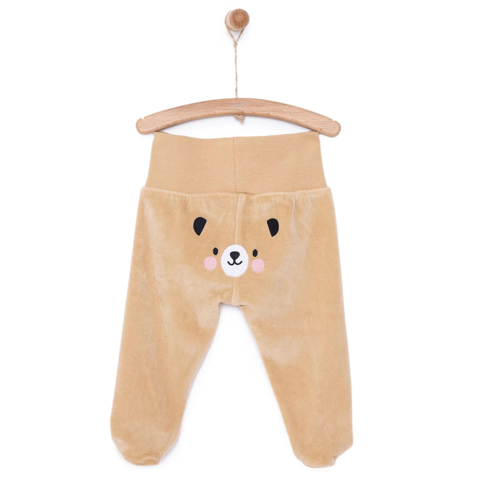 HelloBaby Unisex Velvet Footed Bottom - Beige - mezetto ebebek ebebek