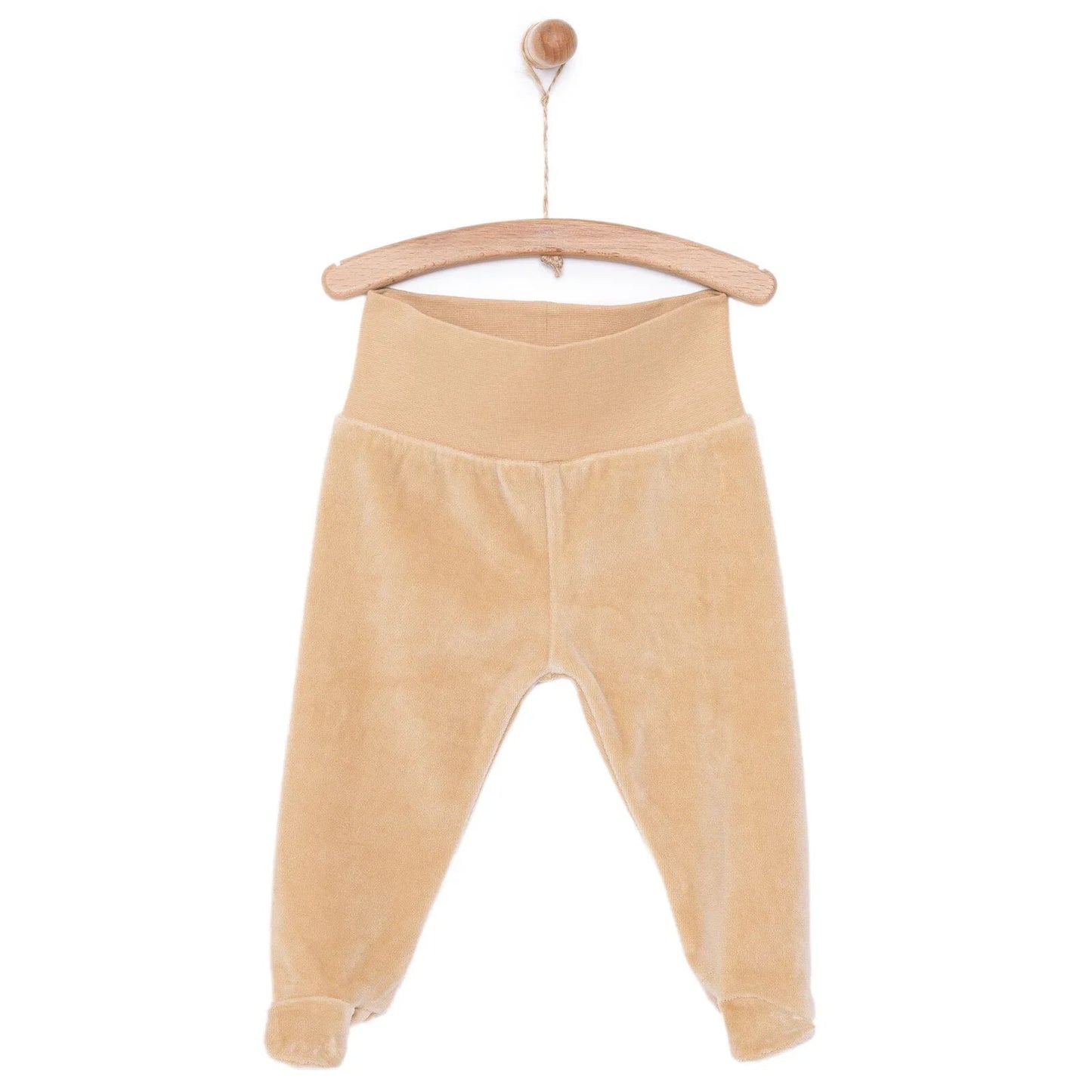 HelloBaby Unisex Velvet Footed Bottom - Beige - mezetto ebebek ebebek