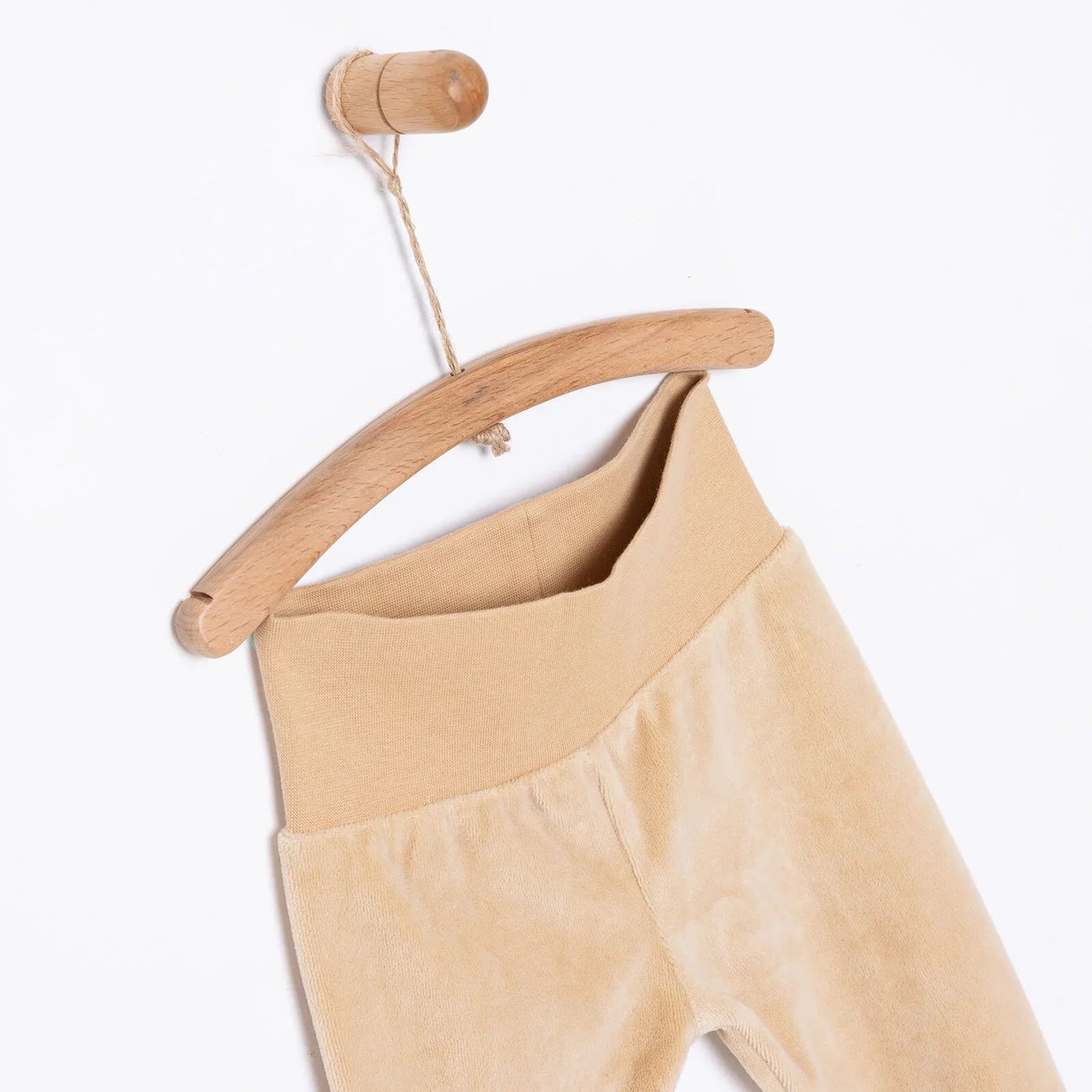 HelloBaby Unisex Velvet Footed Bottom - Beige - mezetto ebebek ebebek