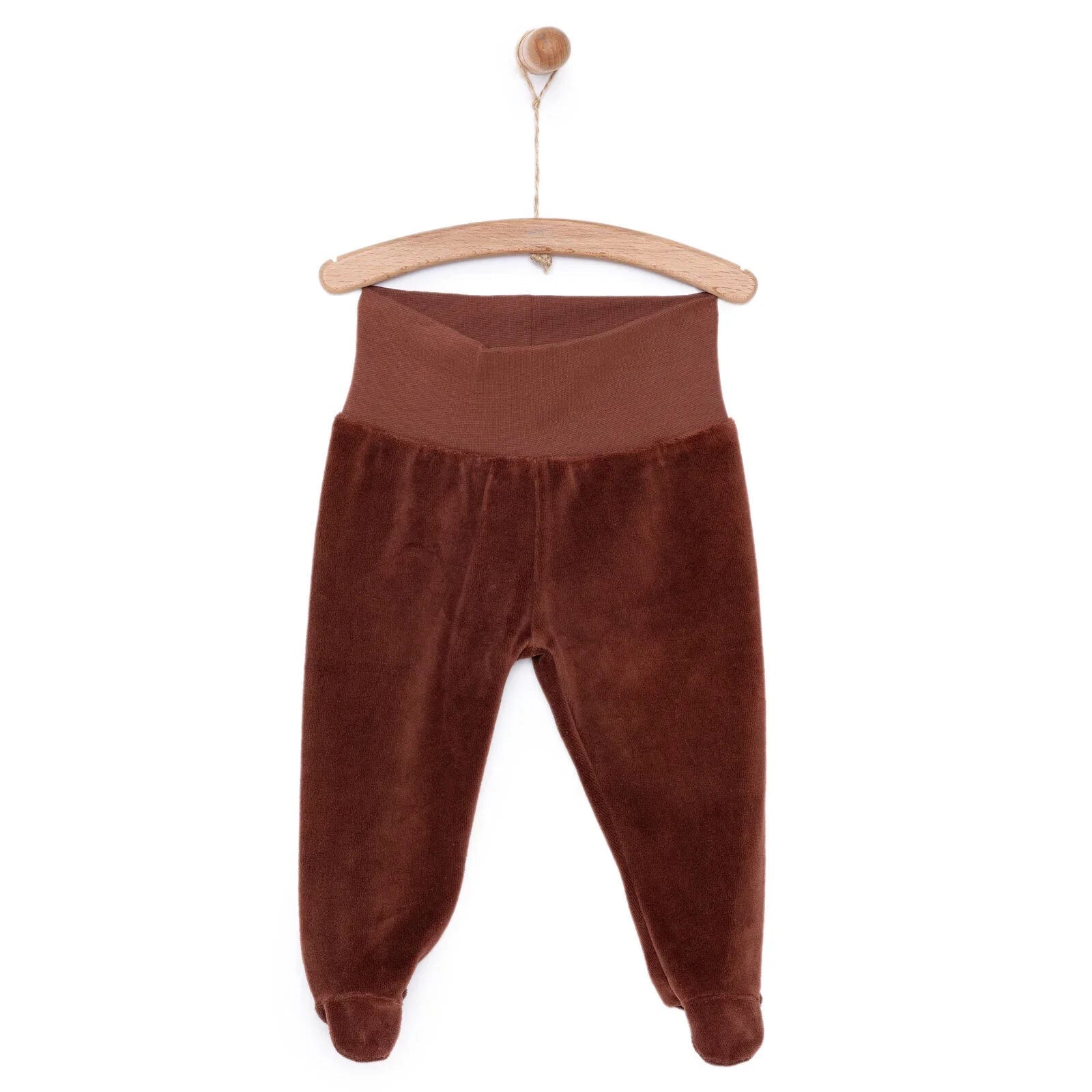 HelloBaby Unisex Velvet Footed Bottom - Brown - mezetto ebebek ebebek