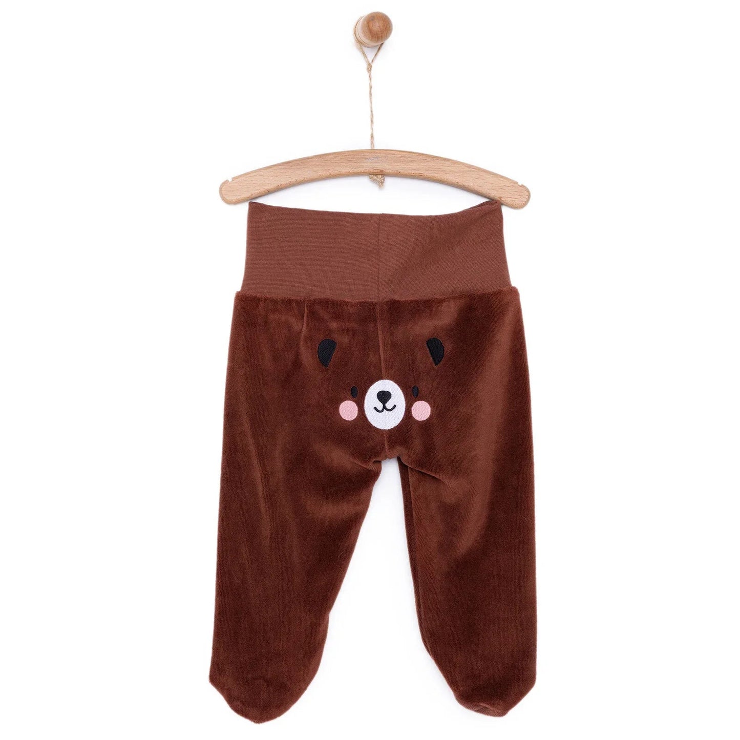 HelloBaby Unisex Velvet Footed Bottom - Brown - mezetto ebebek ebebek