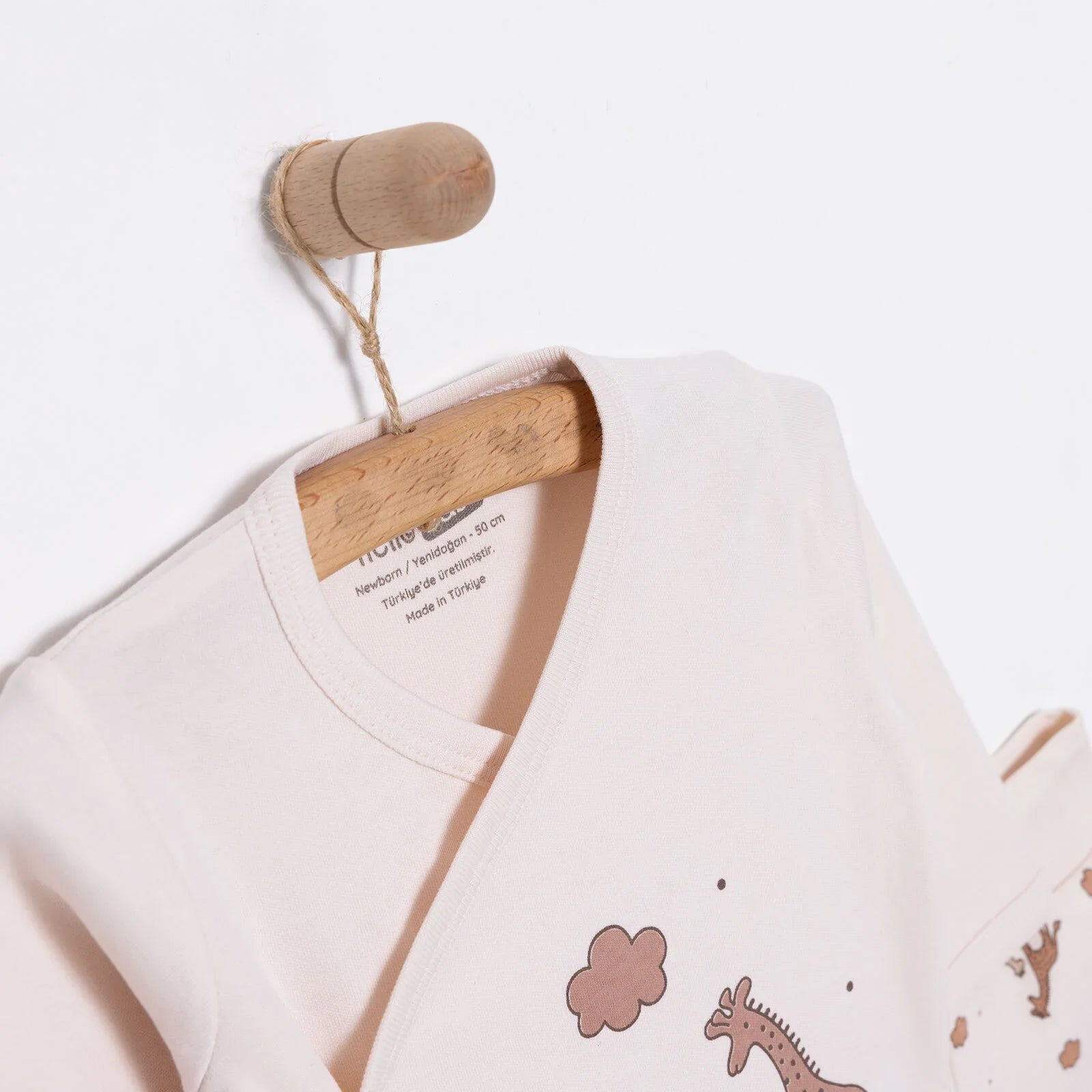 HelloBaby Unisex Wrapover Top - Footed Bottom - Beige - mezetto ebebek ebebek