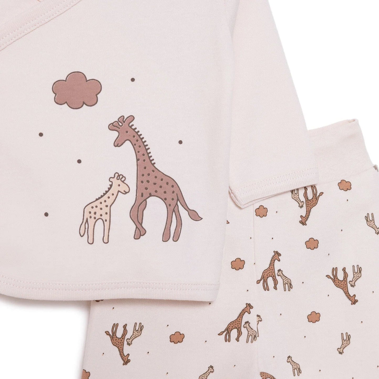 HelloBaby Unisex Wrapover Top - Footed Bottom - Beige - mezetto ebebek ebebek