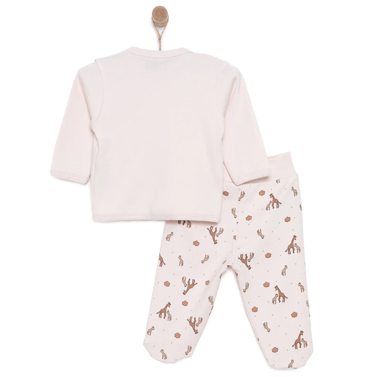 HelloBaby Unisex Wrapover Top - Footed Bottom - Beige - mezetto ebebek ebebek