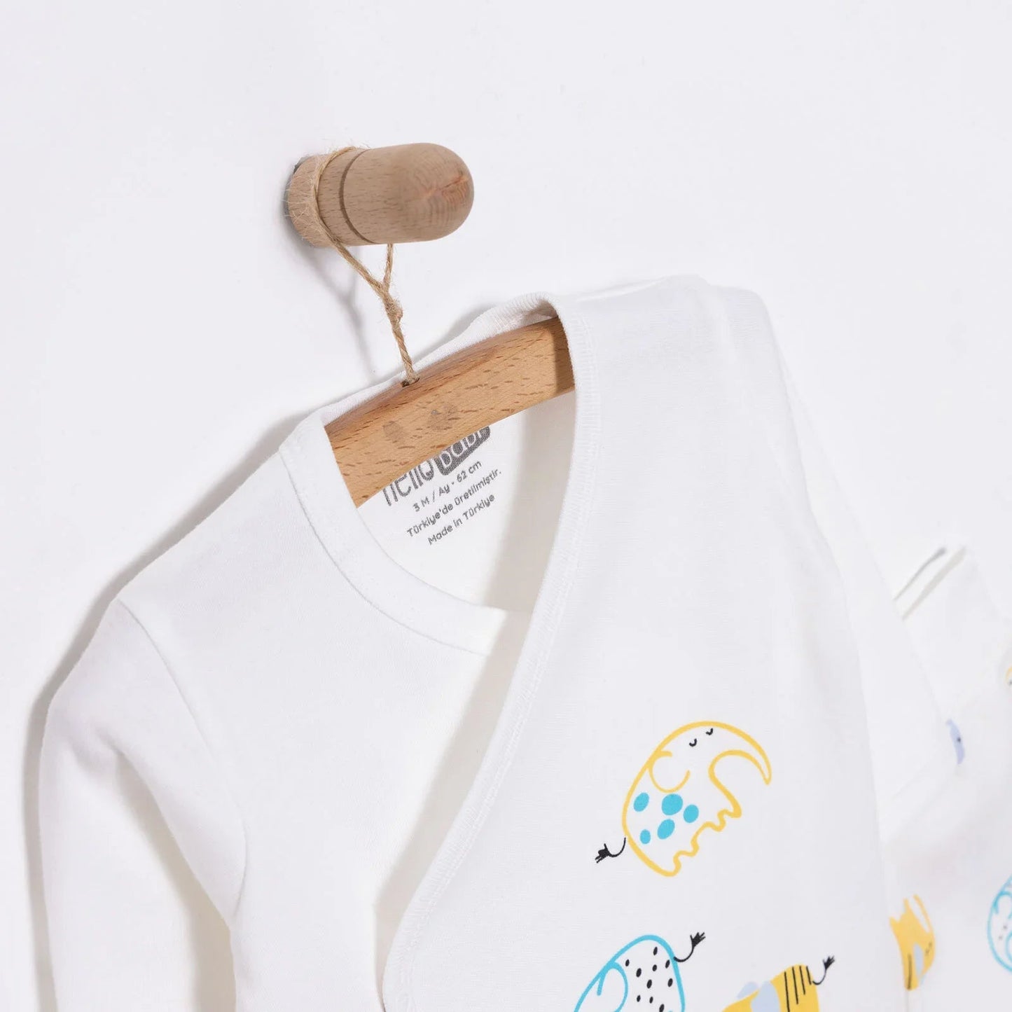 HelloBaby Unisex Wrapover Top - Footed Bottom - Ecru - mezetto ebebek ebebek