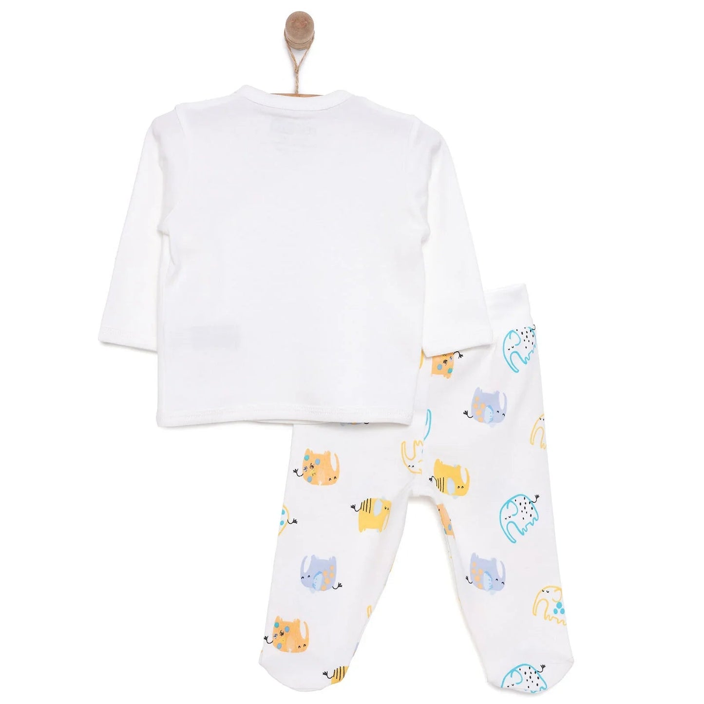 HelloBaby Unisex Wrapover Top - Footed Bottom - Ecru - mezetto ebebek ebebek