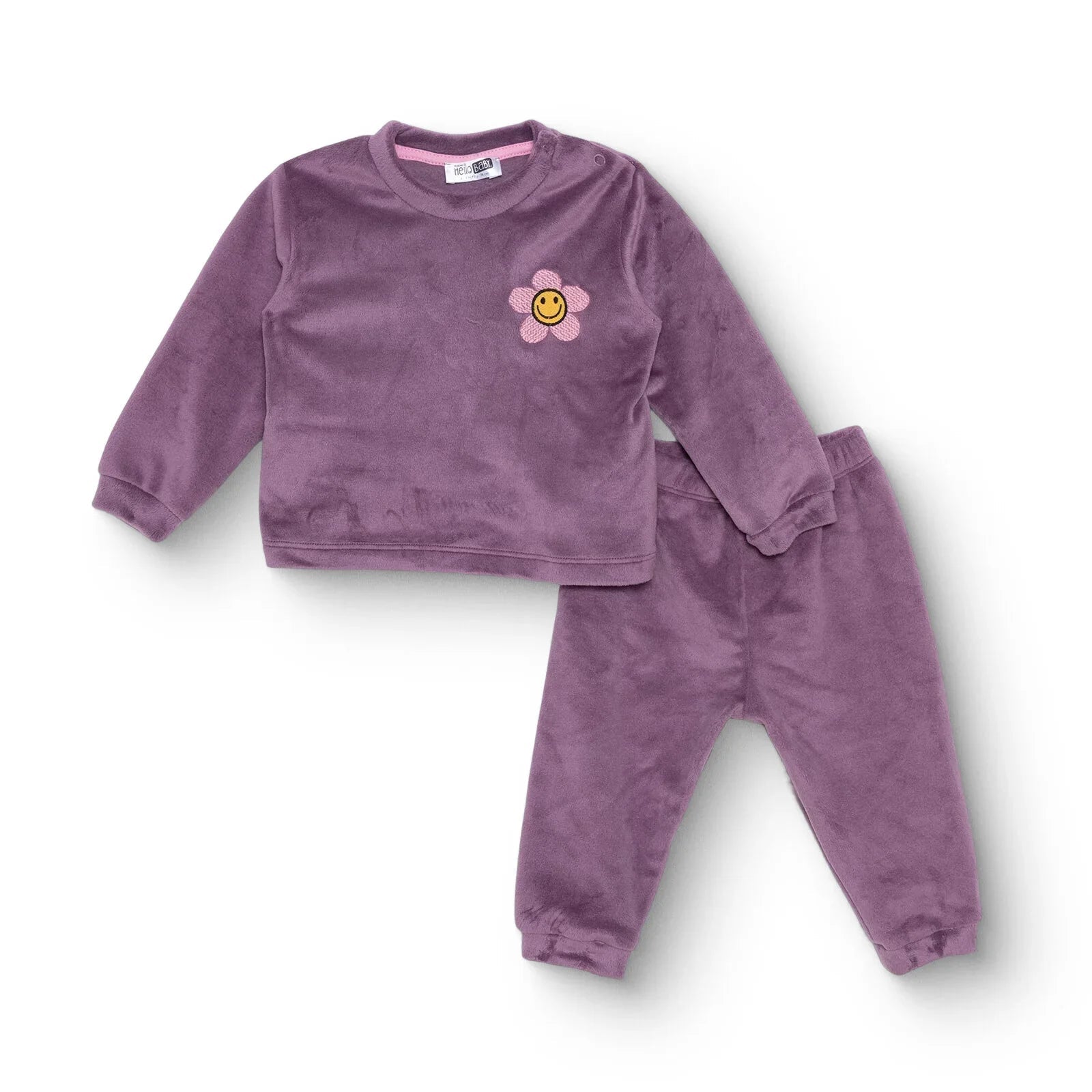 HelloBaby Velvet Pyjamas - Purple - mezetto ebebek ebebek