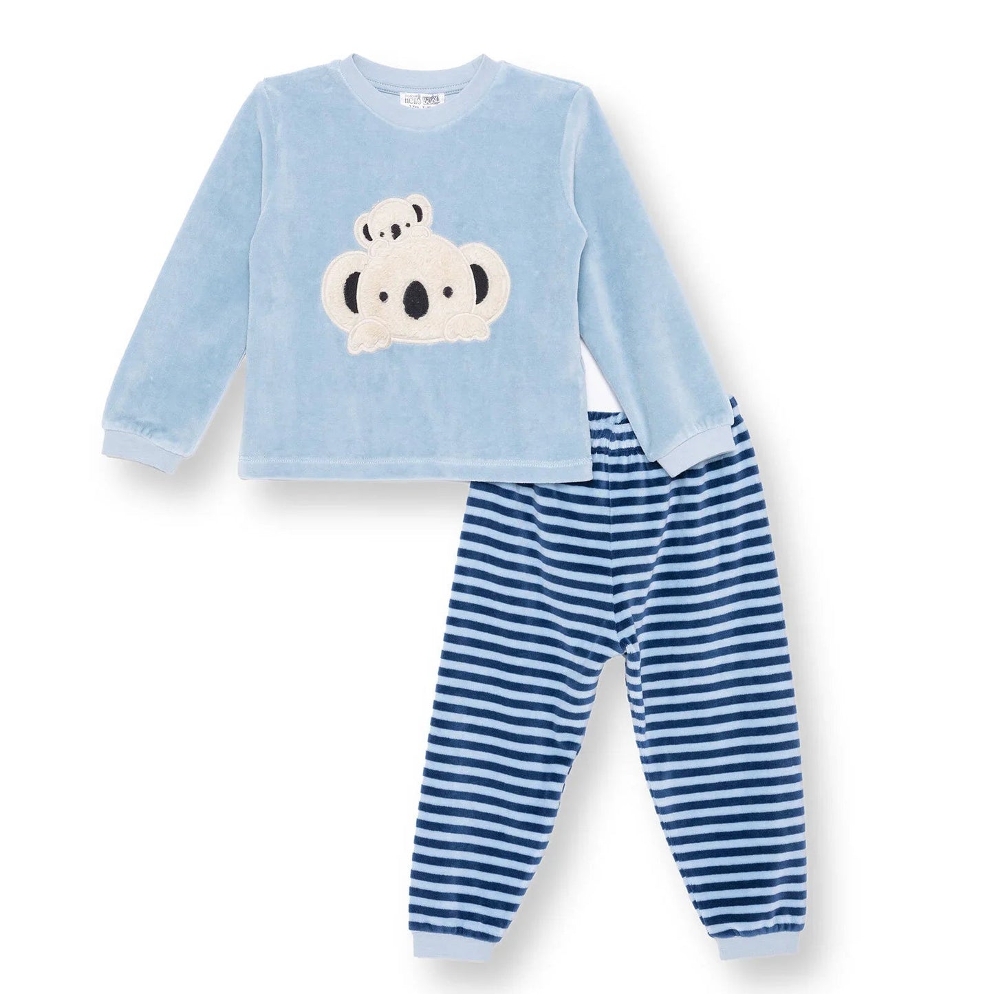HelloBaby Velvet Pyjamas Set - Blue - mezetto ebebek ebebek
