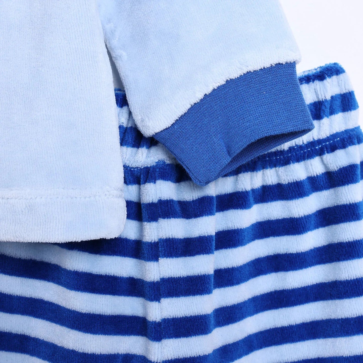 HelloBaby Velvet Pyjamas Set - Blue - mezetto ebebek ebebek