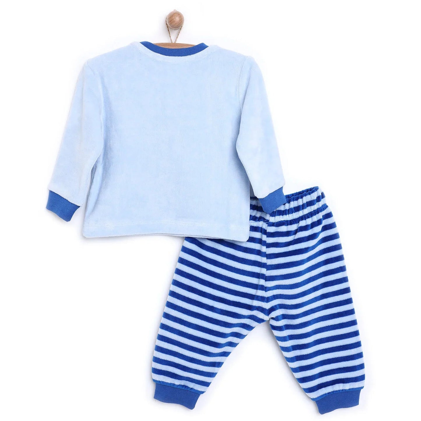 HelloBaby Velvet Pyjamas Set - Blue - mezetto ebebek ebebek