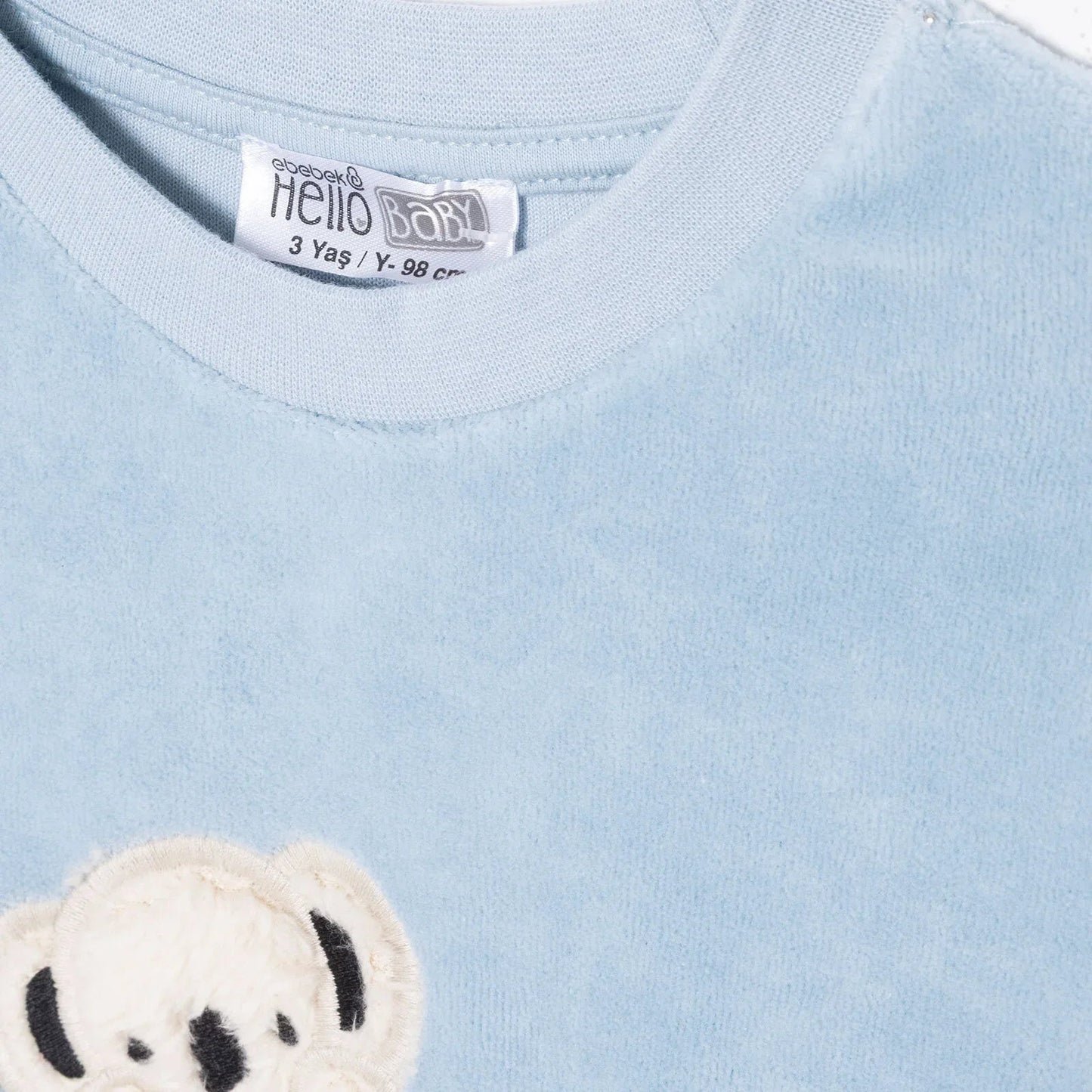 HelloBaby Velvet Pyjamas Set - Blue - mezetto ebebek ebebek