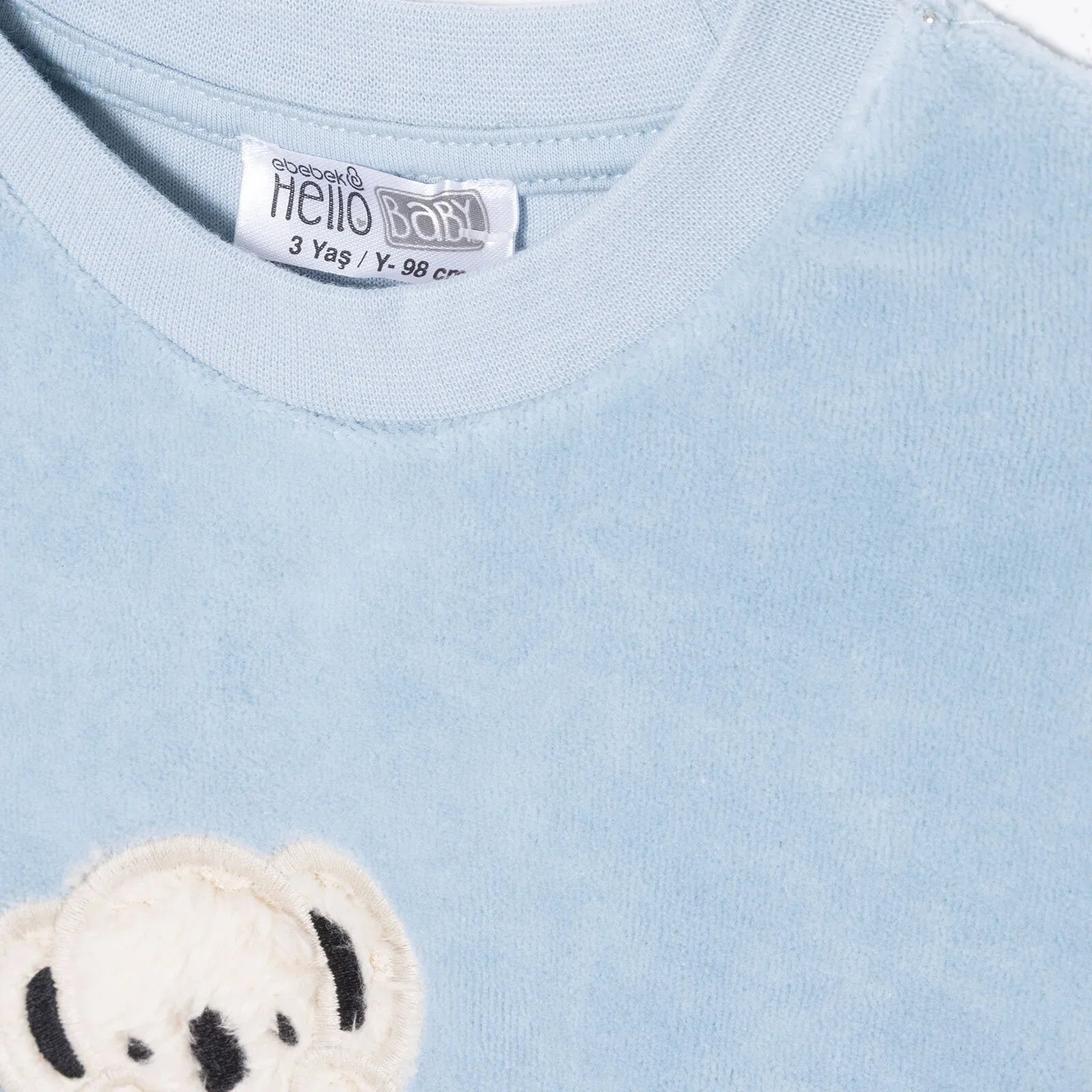 HelloBaby Velvet Pyjamas Set - Blue - mezetto ebebek ebebek