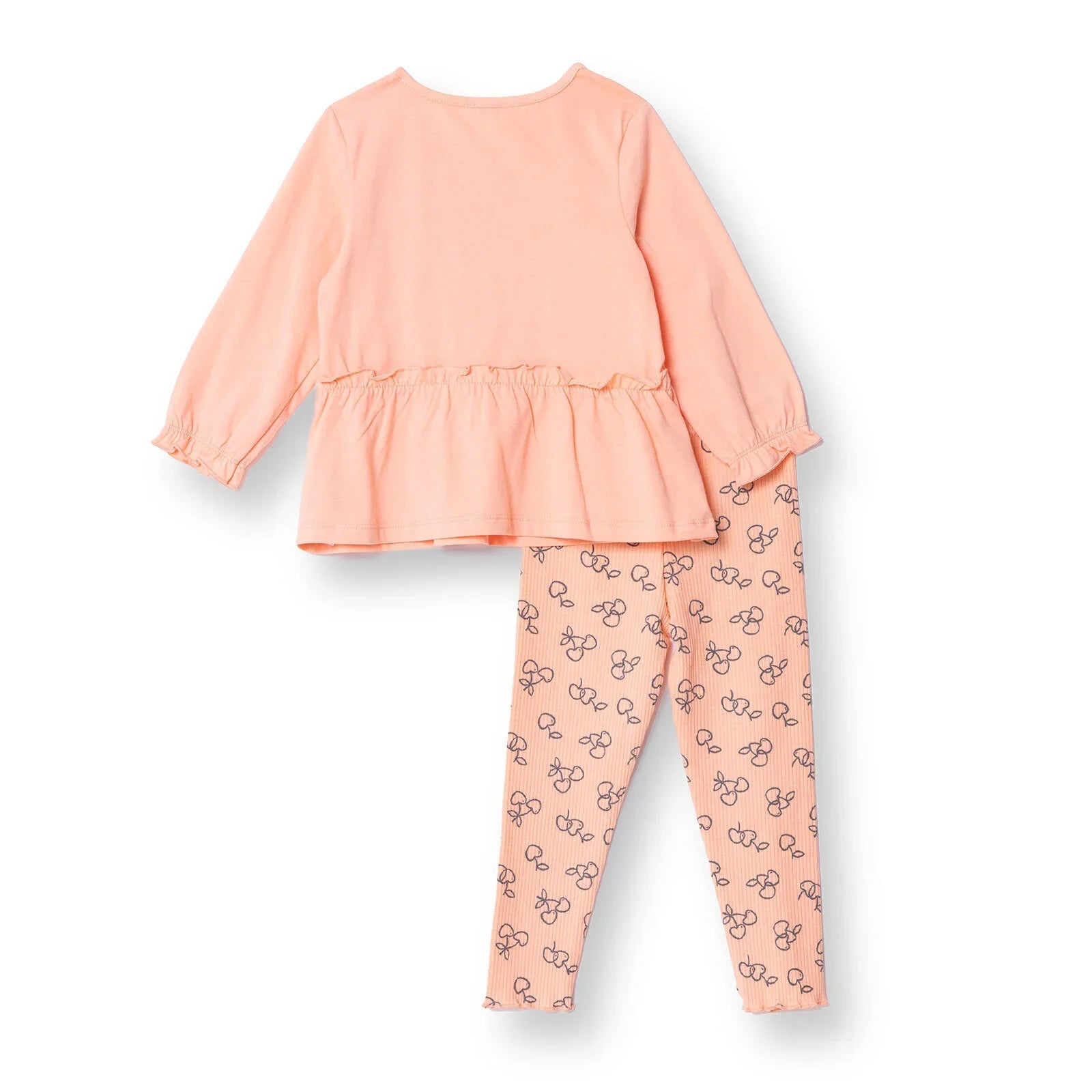 HelloBaby Winter Cherry Blouse - Leggings - Salmon - mezetto ebebek ebebek