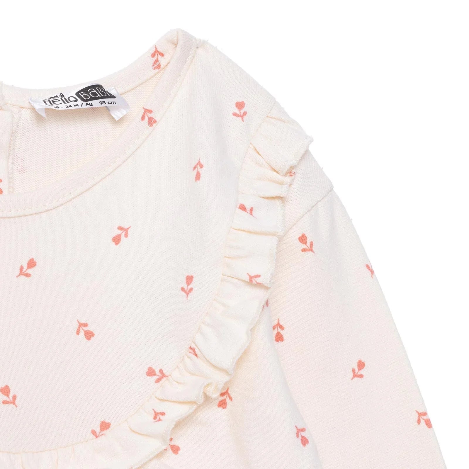 HelloBaby Winter Cherry Dress - Ecru Printed - mezetto ebebek ebebek