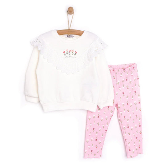 HelloBaby Winter Fairytale Leggings Set - Ecru - mezetto ebebek ebebek