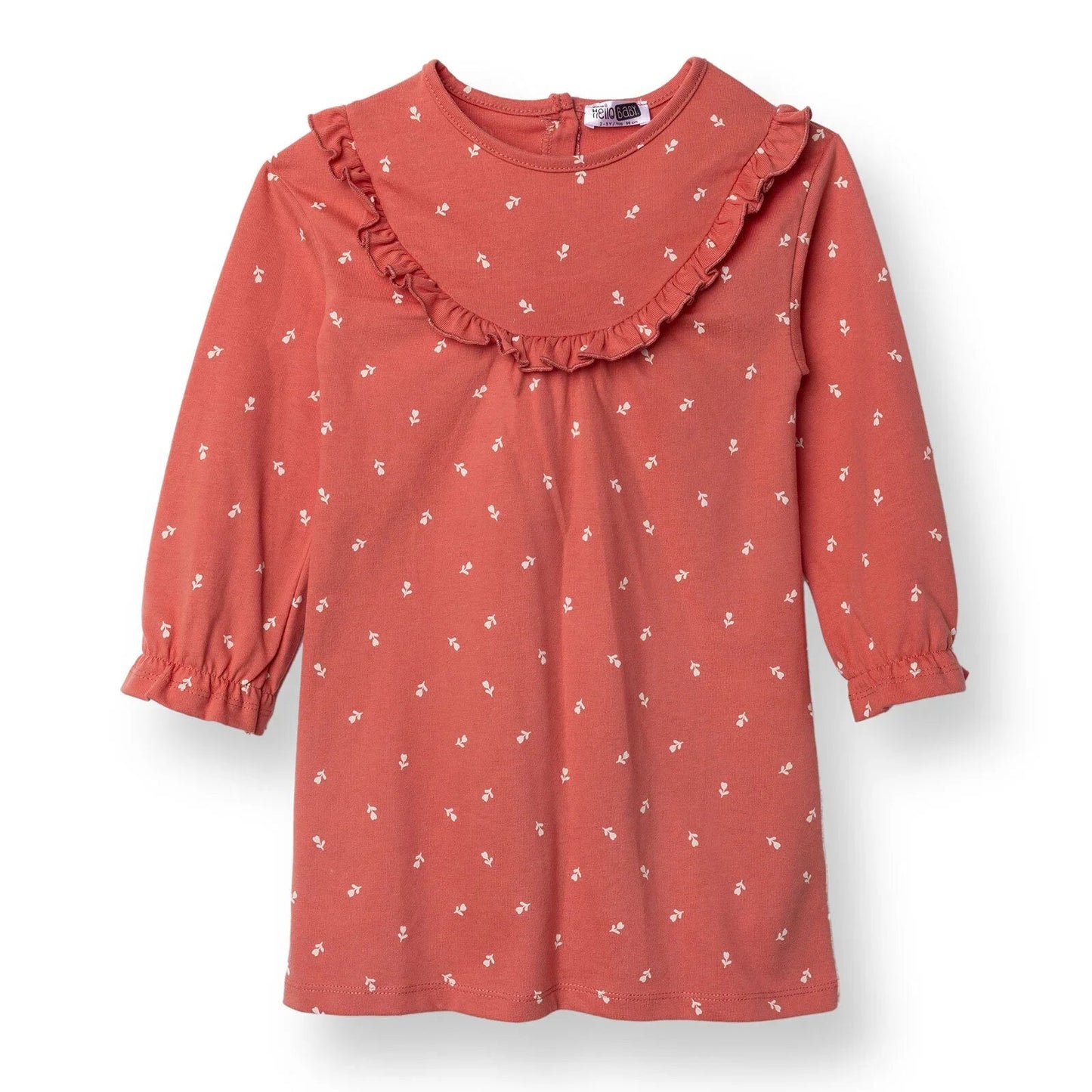HelloBaby Wintrt Cherry Dress - Coral Printed - mezetto ebebek ebebek