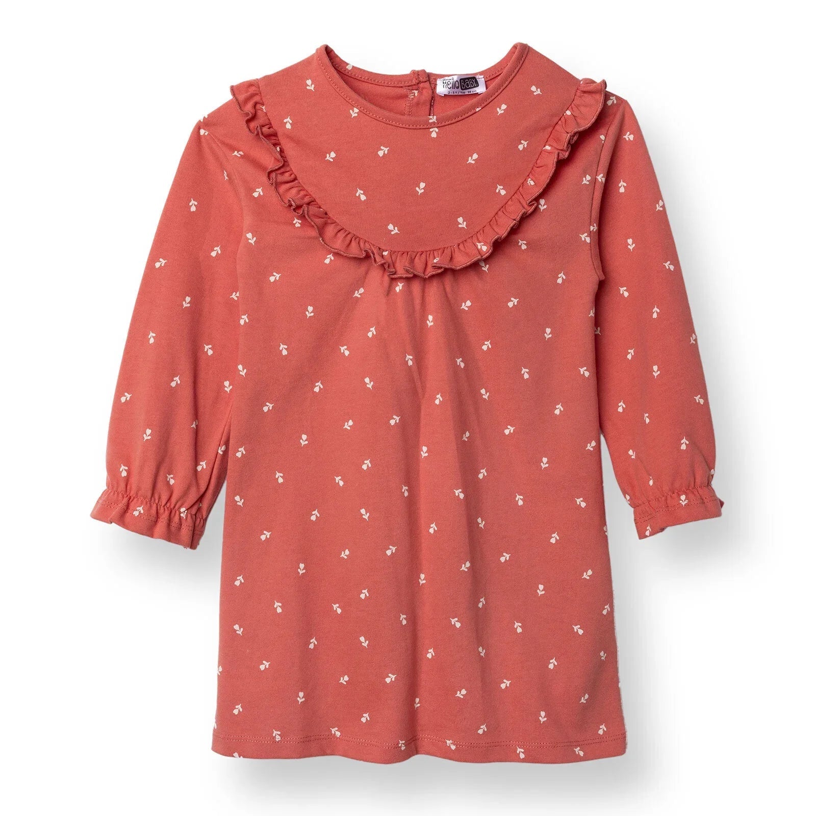 HelloBaby Wintrt Cherry Dress - Coral Printed - mezetto ebebek ebebek