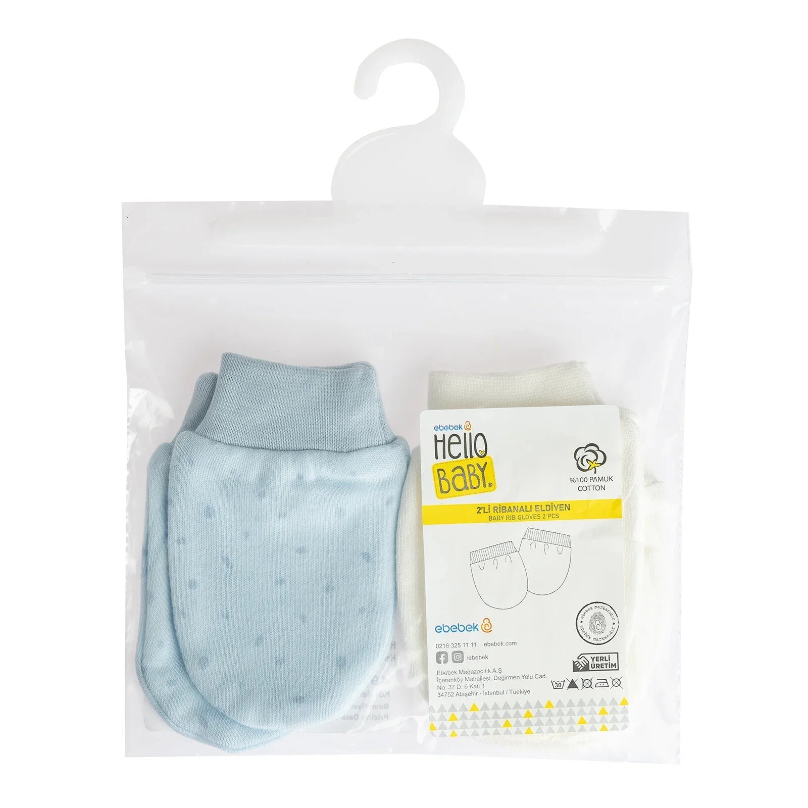 HelloBaby Yenidoğan Eldiven - Blue - mezetto ebebek ebebek