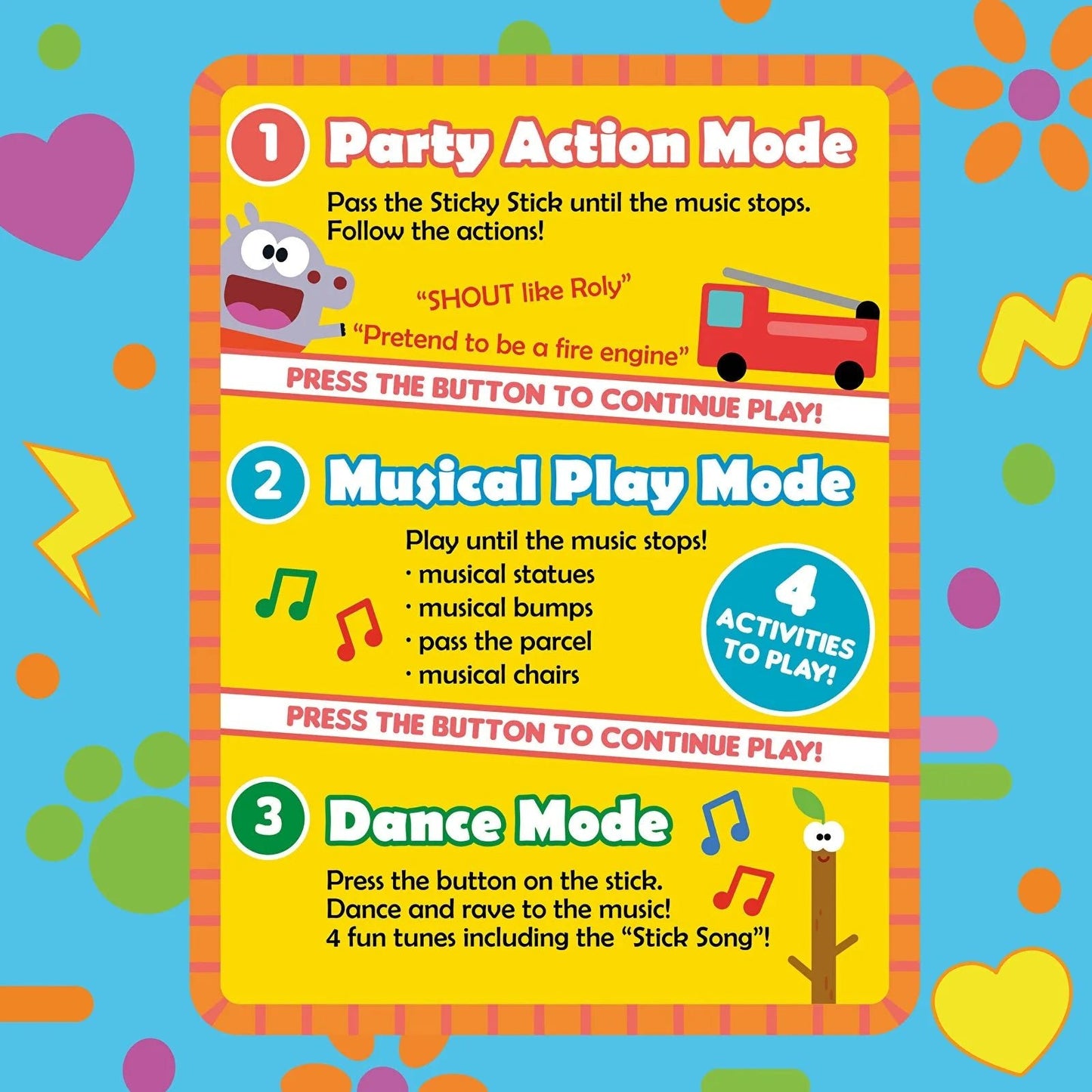 Hey Duggee Press, Play and Party Sticky Stick - mezetto ebebek ebebek
