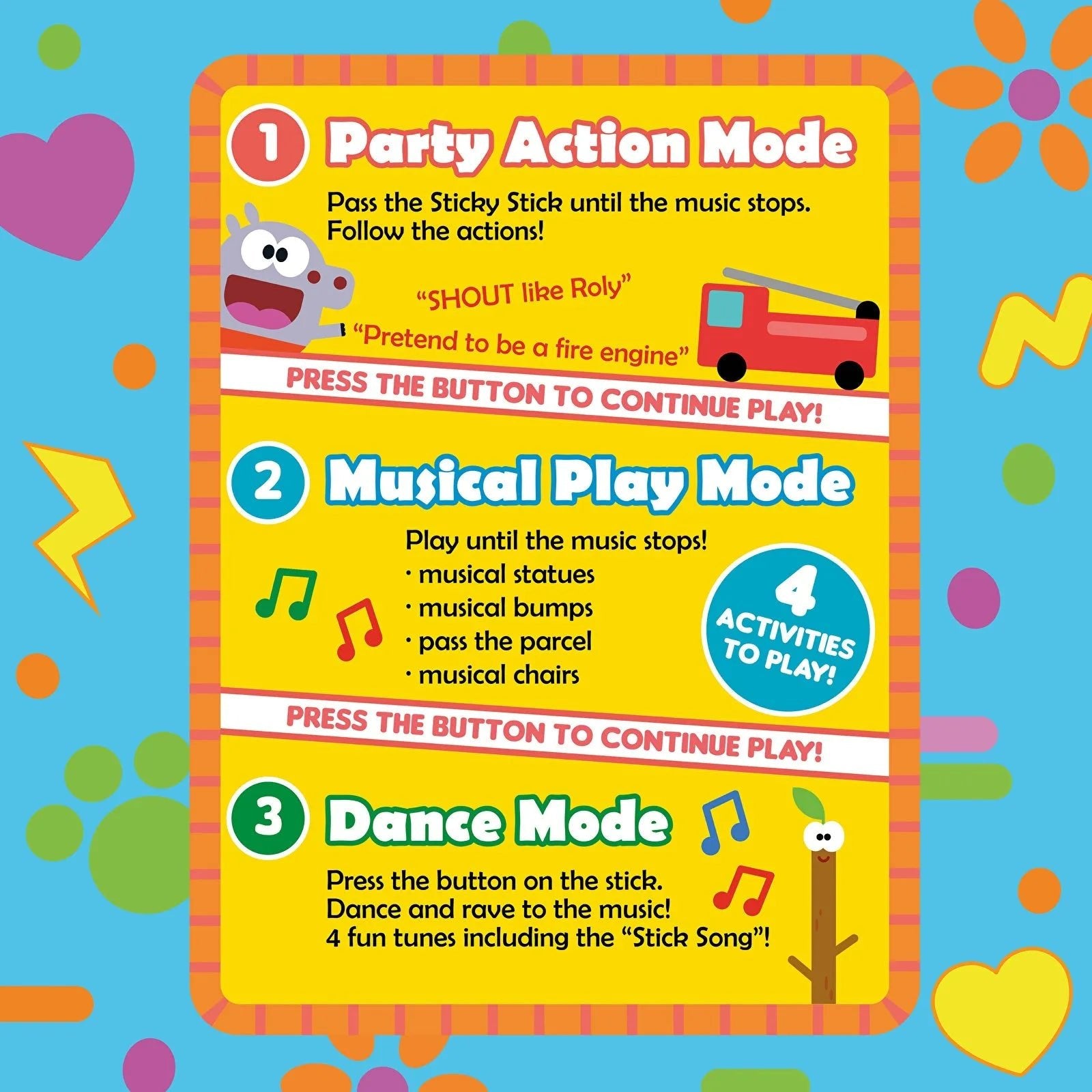 Hey Duggee Press, Play and Party Sticky Stick - mezetto ebebek ebebek