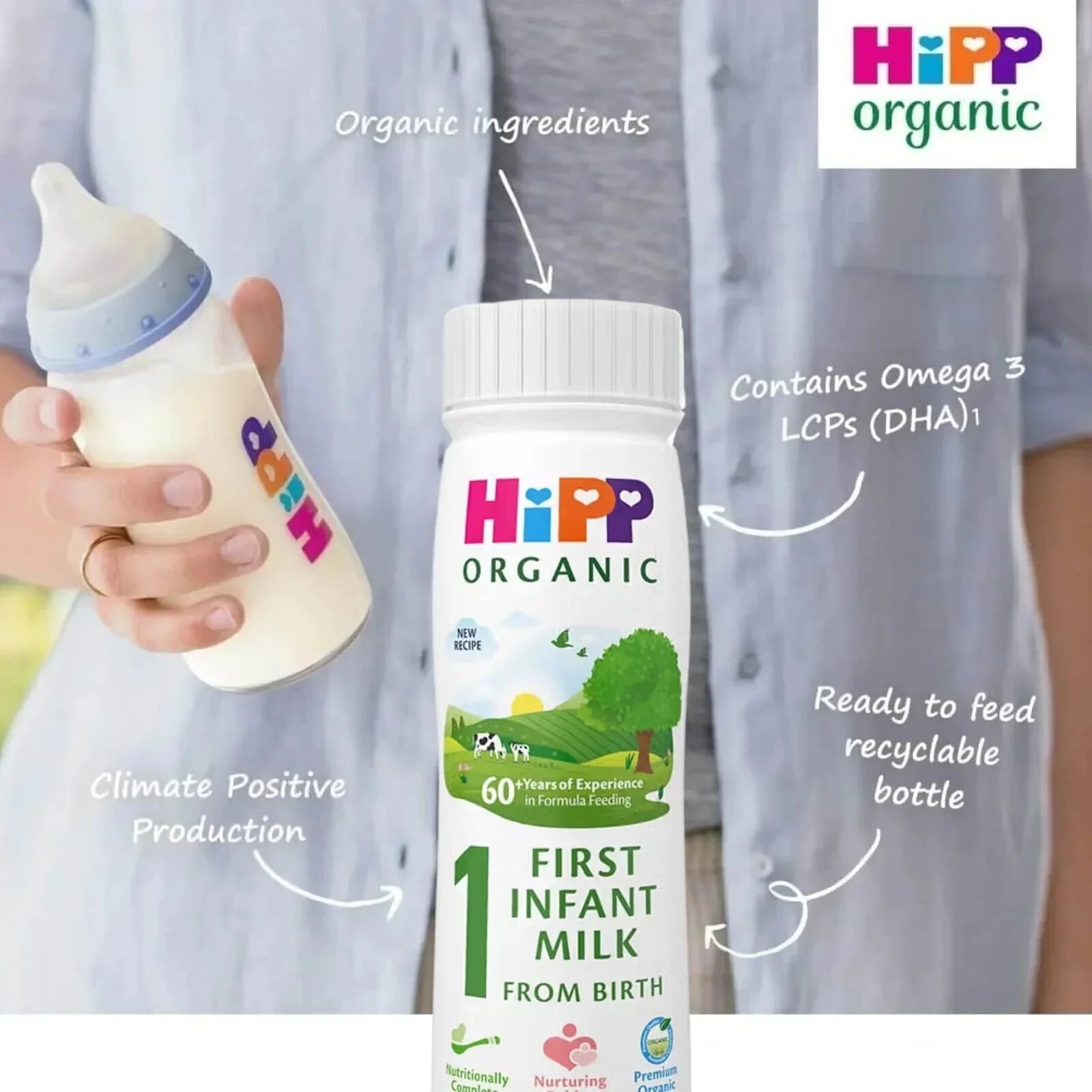 HiPP Organic 1 First Infant Ready to Feed Liquid Milk from Birth 200ml - mezetto ebebek ebebek