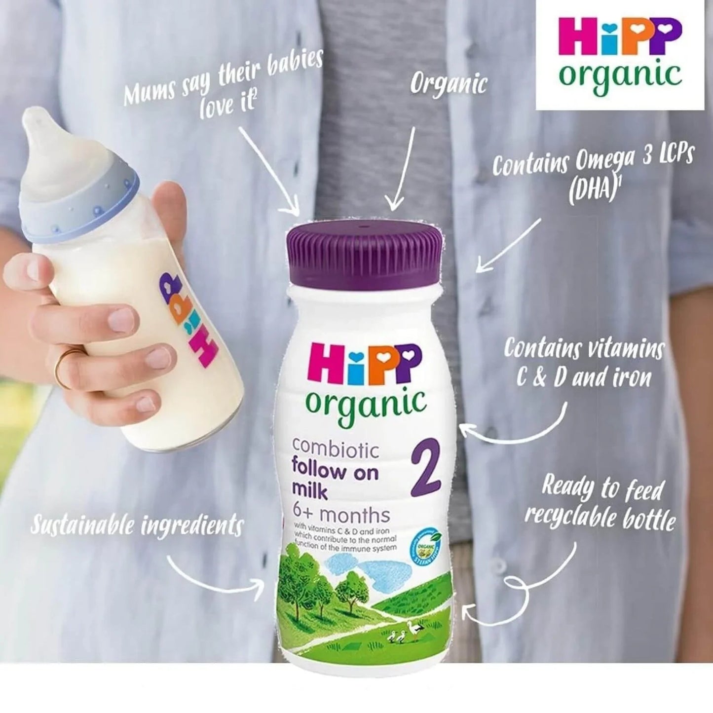 HiPP Organic 2 Follow On Ready to Feed Liquid Milk 6+ months 200ml - mezetto ebebek ebebek