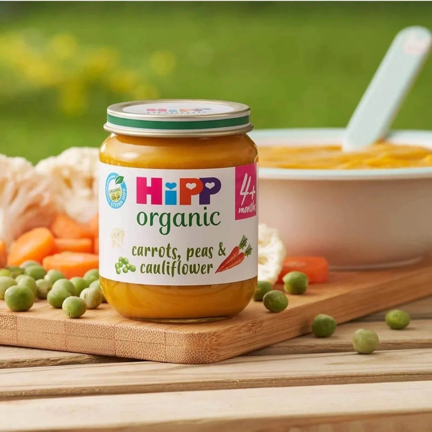 HiPP Organic Carrots Peas & Cauliflower Jar 4+ months 125g - mezetto ebebek ebebek