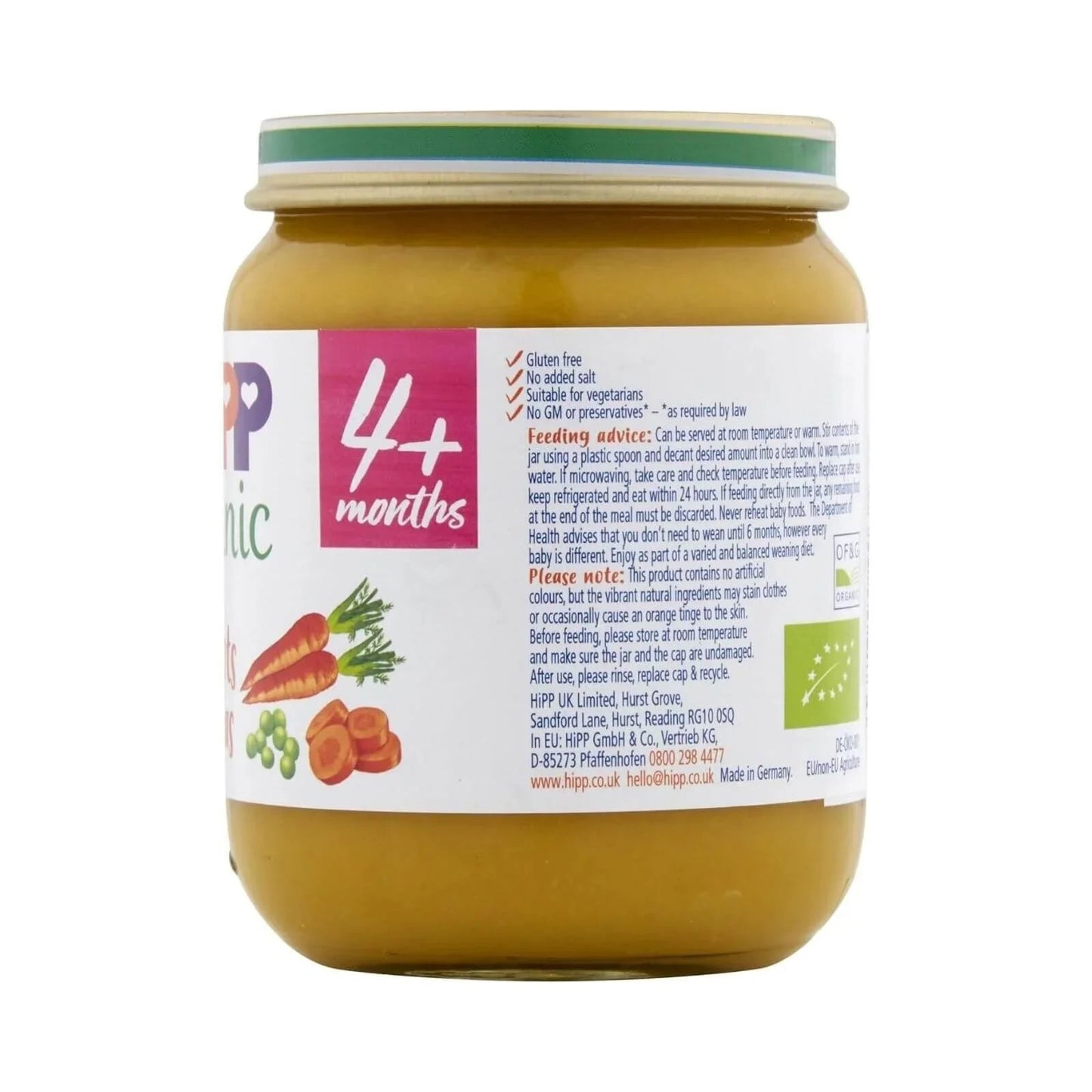 HiPP Organic Carrots & Peas Jar 4+ months 125g - mezetto ebebek ebebek