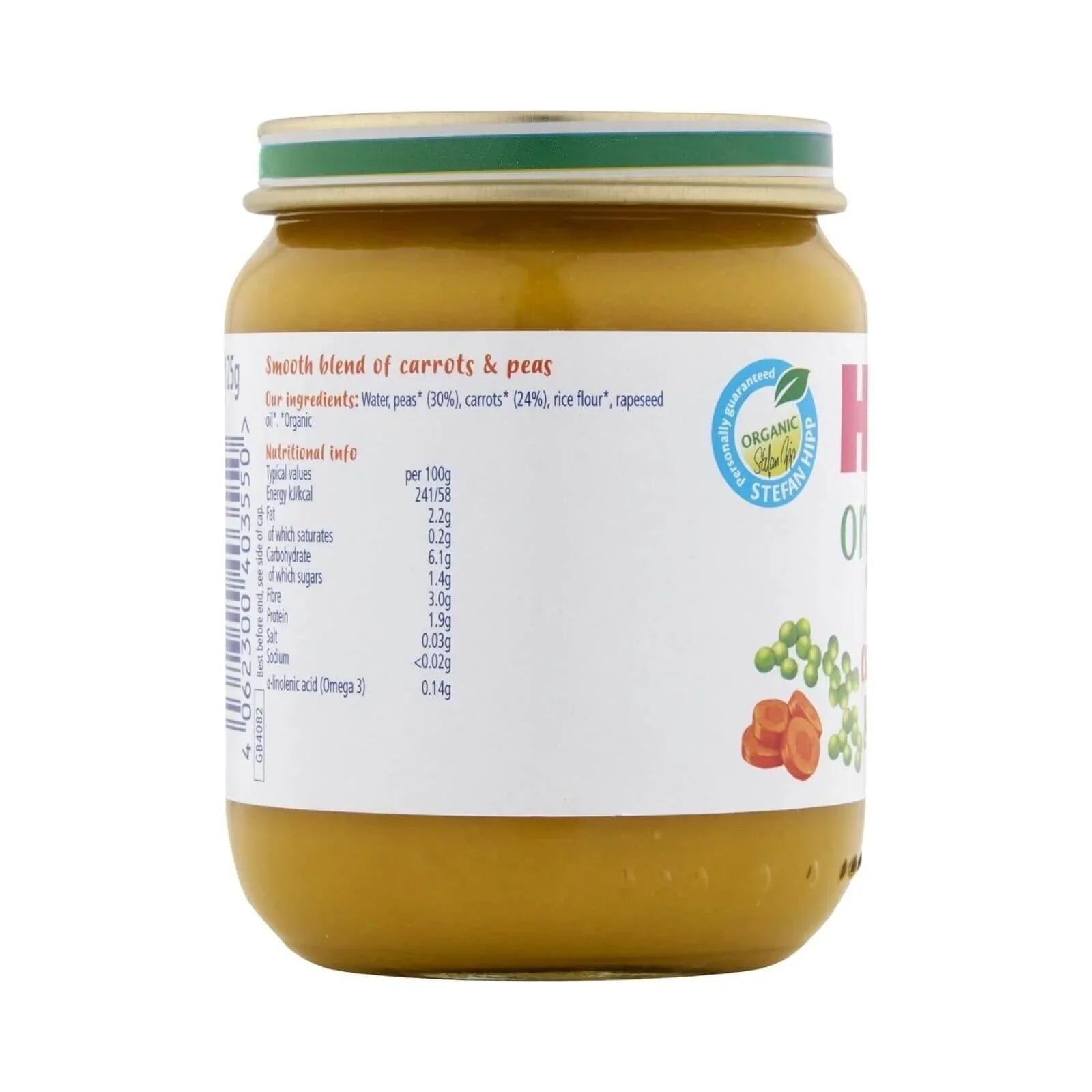 HiPP Organic Carrots & Peas Jar 4+ months 125g - mezetto ebebek ebebek