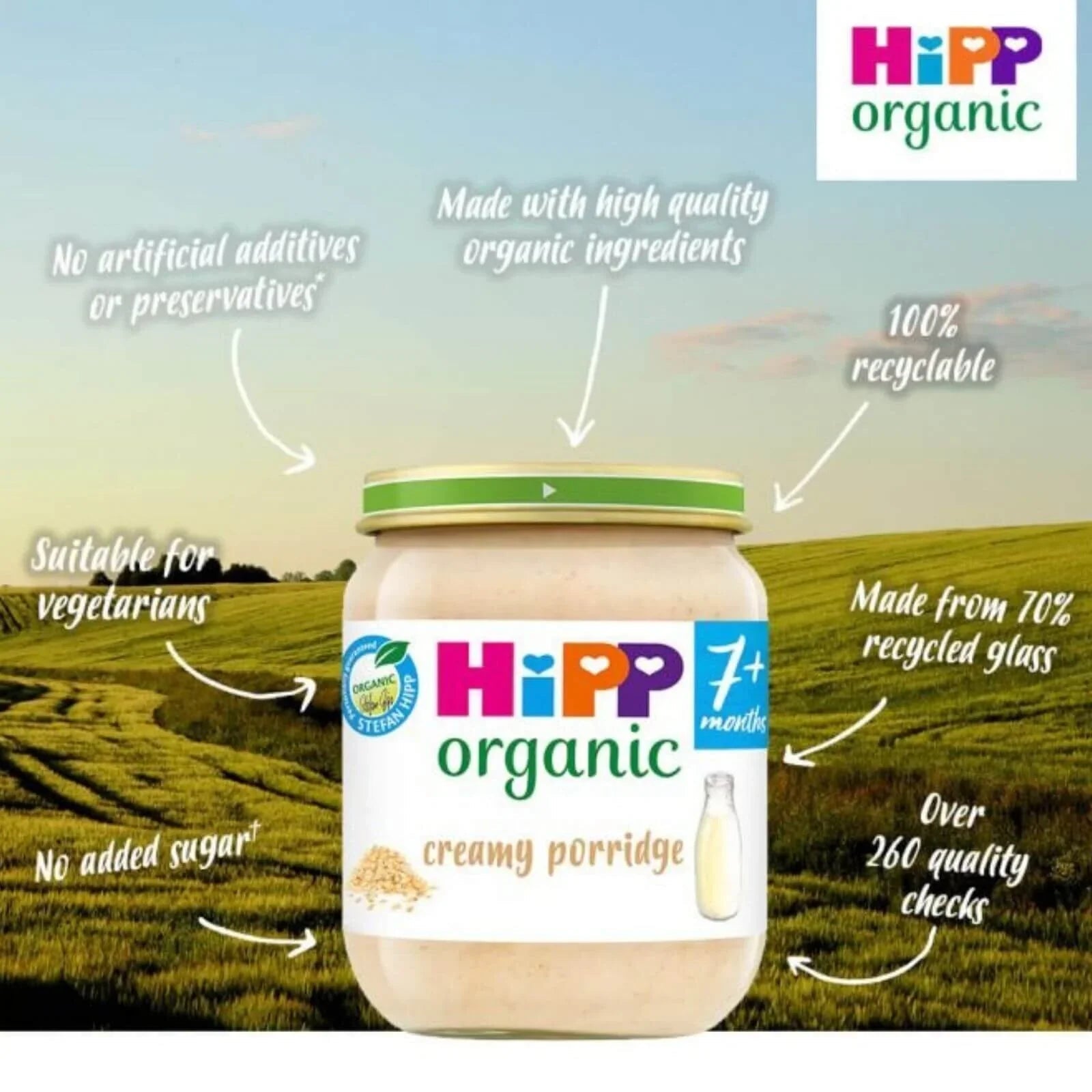 HiPP Organic Creamy Porridge Baby Food Jar 7+ months 160g - mezetto ebebek ebebek