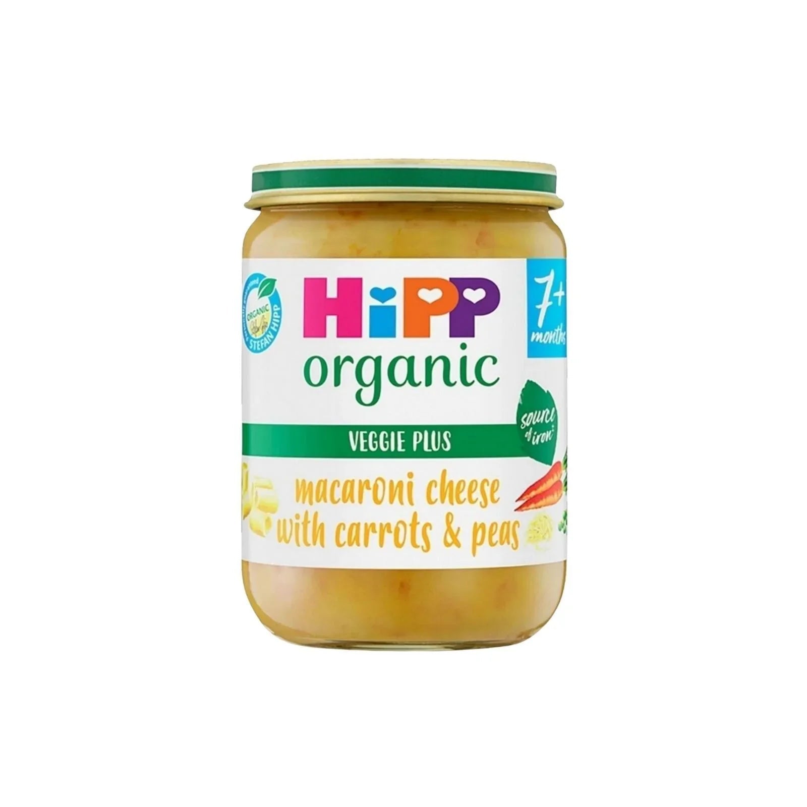 HiPP Organic Macaroni Cheese with Carrots & Peas Baby Food Jar 7+ months 190g - mezetto ebebek ebebek