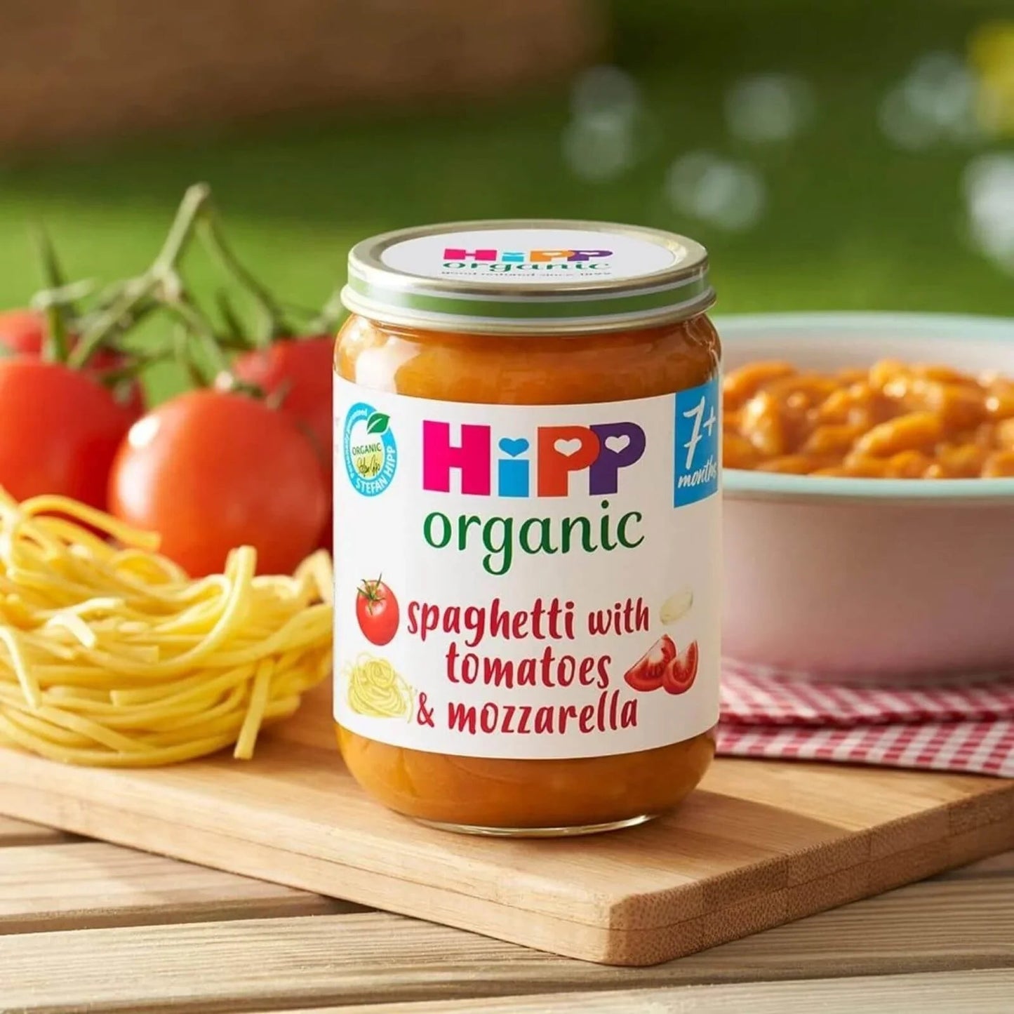 HiPP Organic Spaghetti with Tomatoes & Mozzarella Baby Food Jar 7+ months 190g - mezetto ebebek ebebek